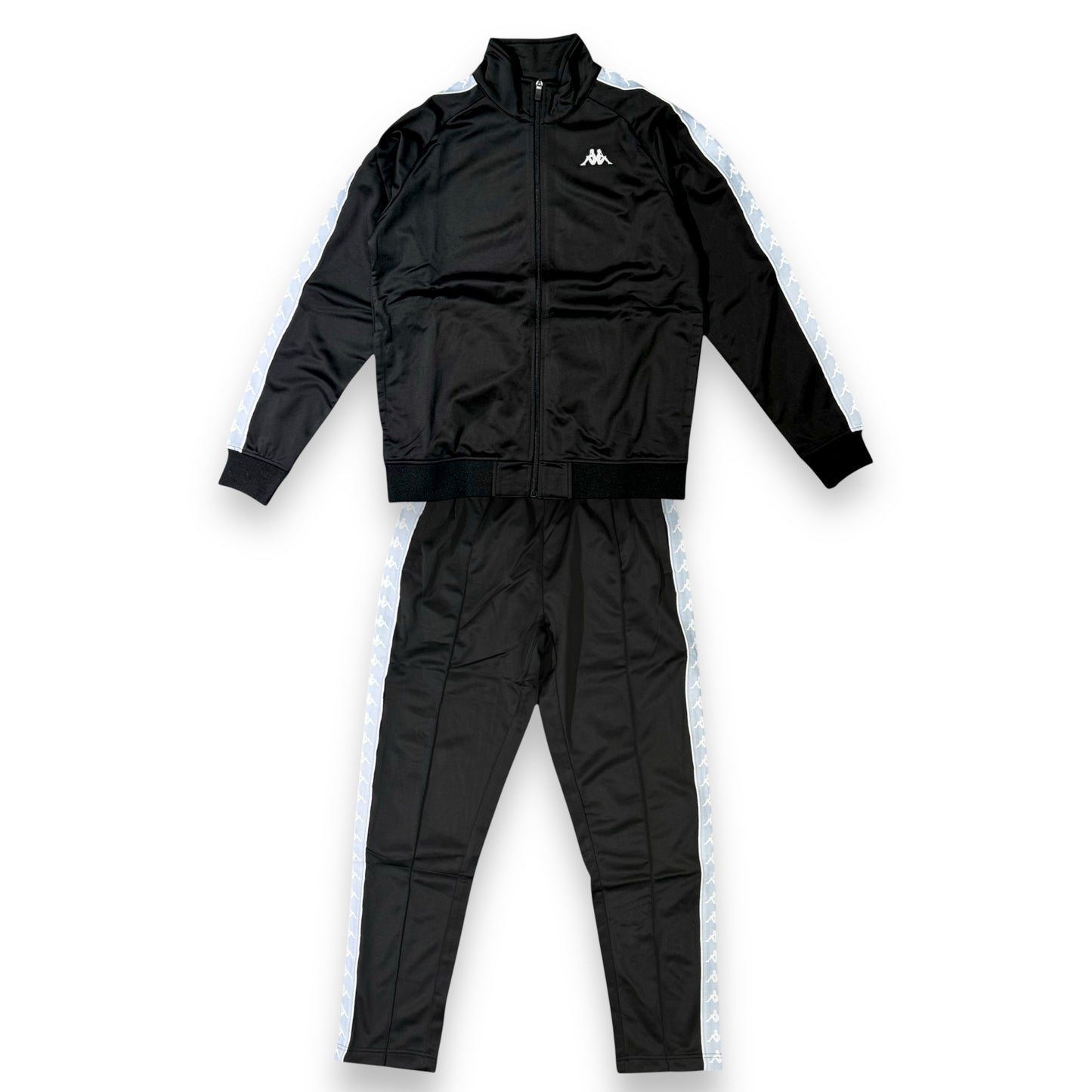 Tuta Completa KAPPA in tessuto acetato con bande laterali (col.Celeste/Bianco), SlimFit (veste piccola), col.Nero