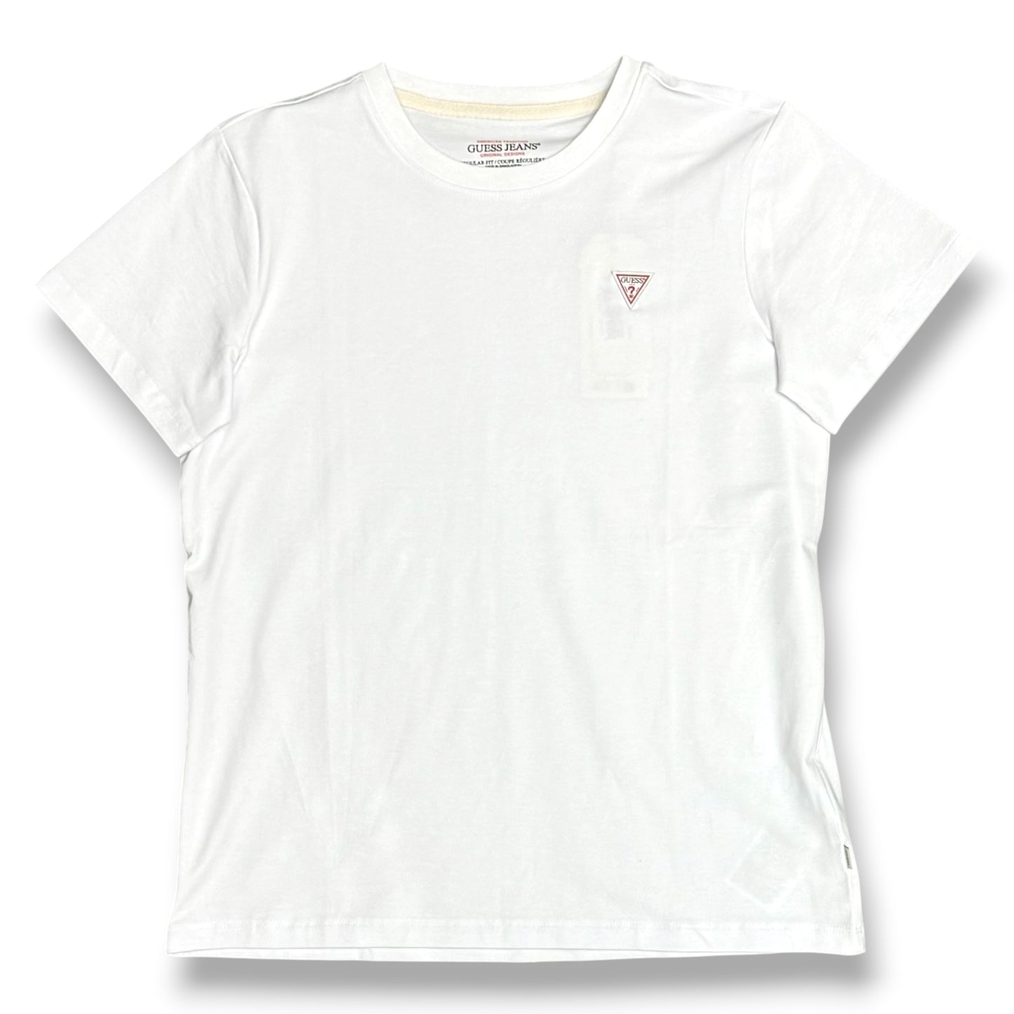 GUESS JEANS- T-shirt Donna, RegularFit, con logo lato cuore, col.Bianco