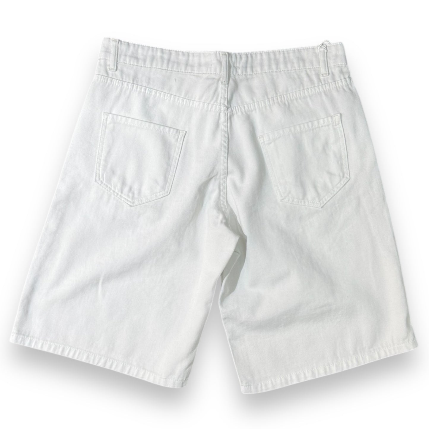 Bermuda VICTORGI in denim nero strappato, Col.Bianco
