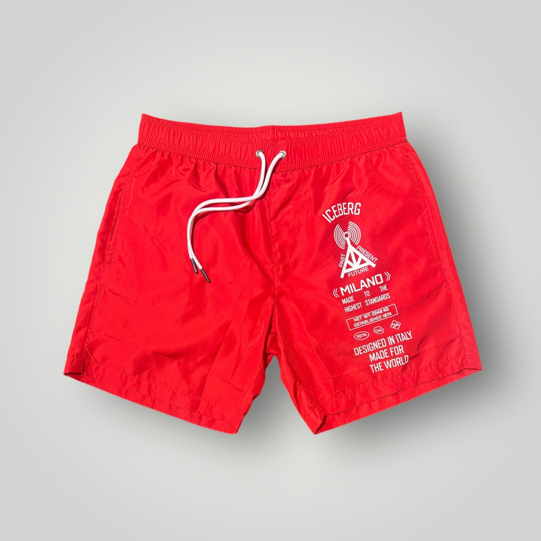 Costume Uomo ICEBERG BEACHWEAR con stampa, veste piccolo (si consiglia una tg. in piú), col.Rosso