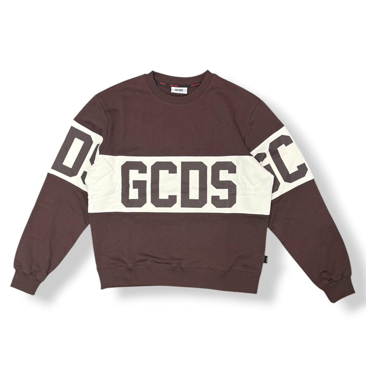 GCDS - Felpa girocollo, Col.Marrone