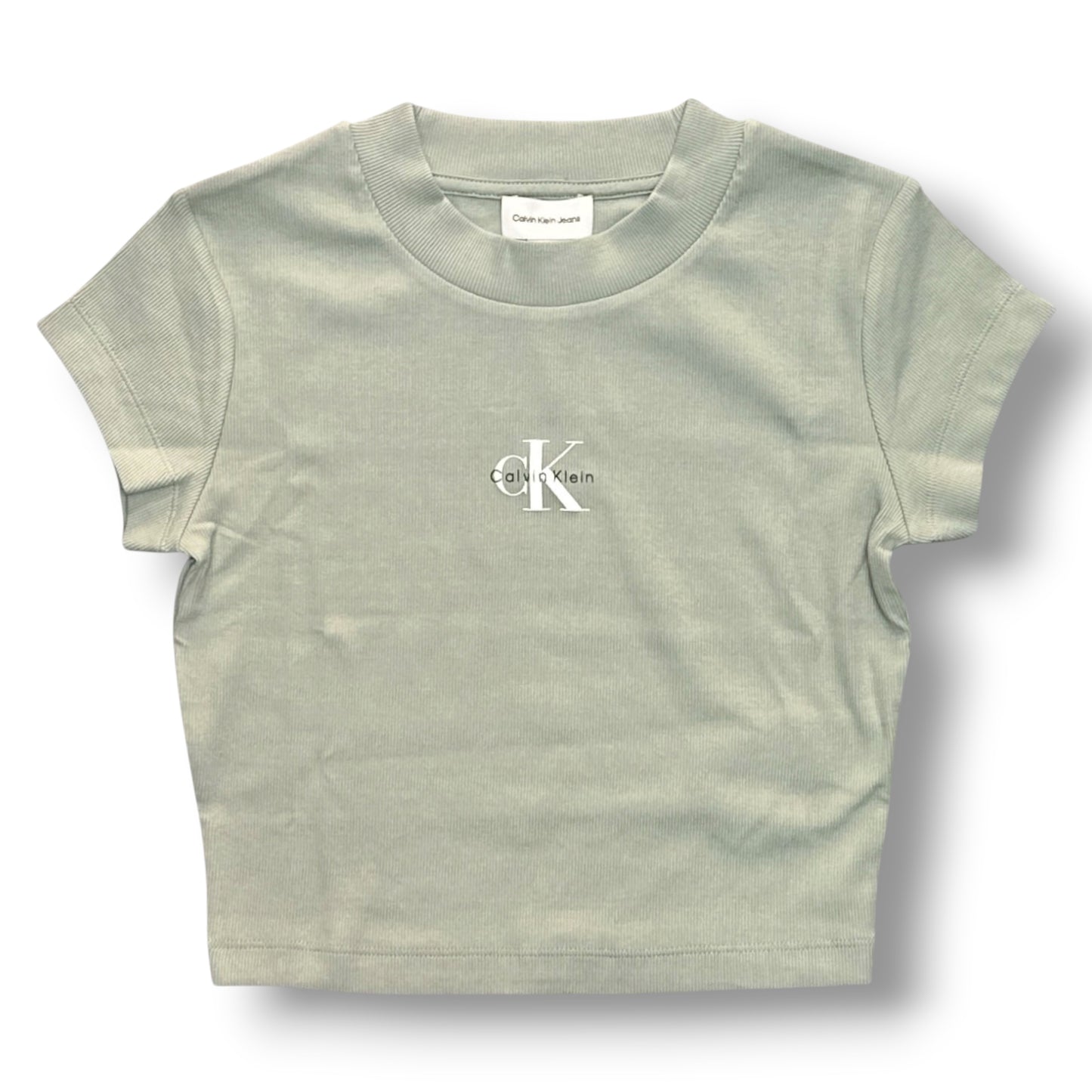 CALVIN KLEIN- T-shirt Donna, con logo in rilievo, Cropped Fit, col.Verde