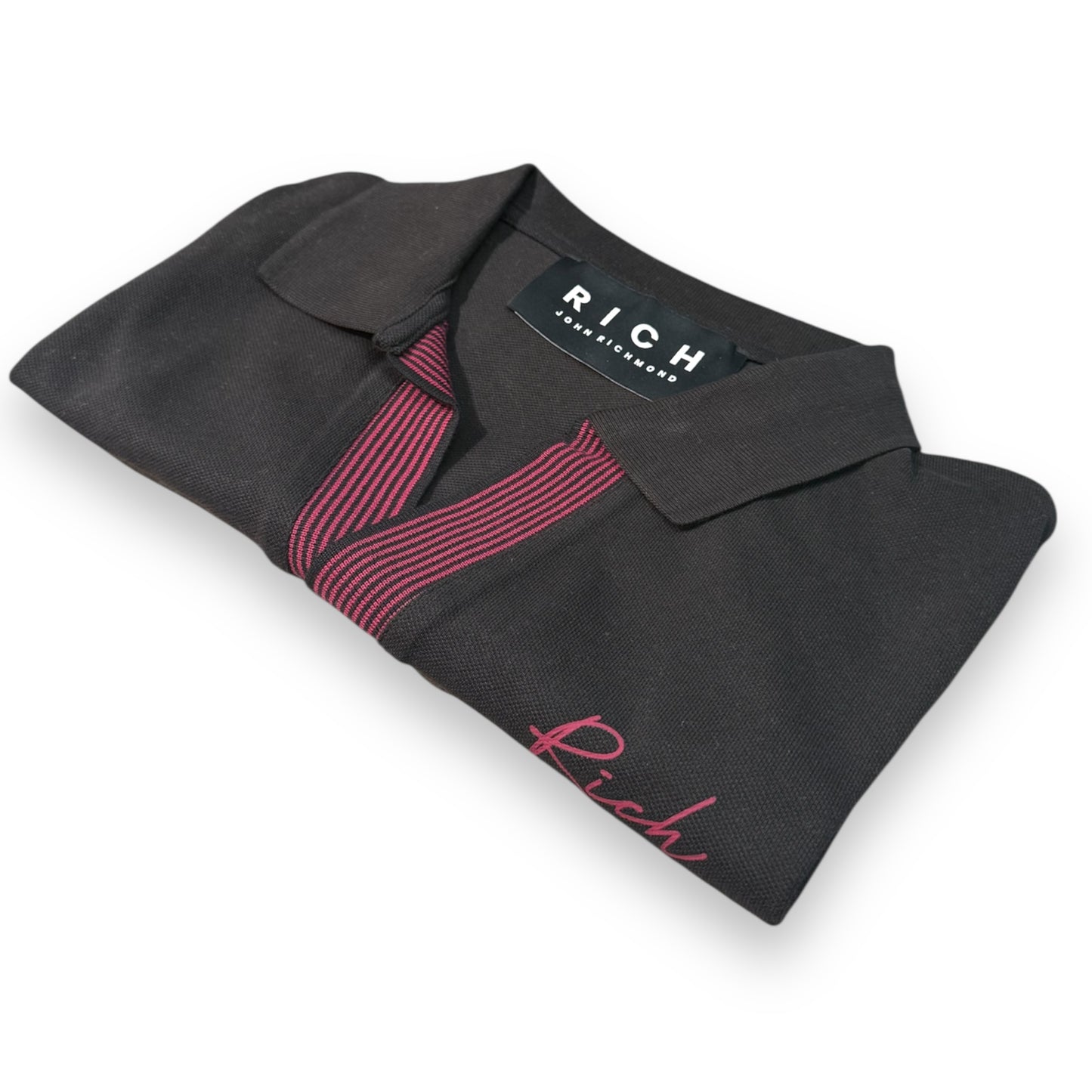 Polo RICHMOND Uomo,con scollo a V senza bottoni, Col.Nero