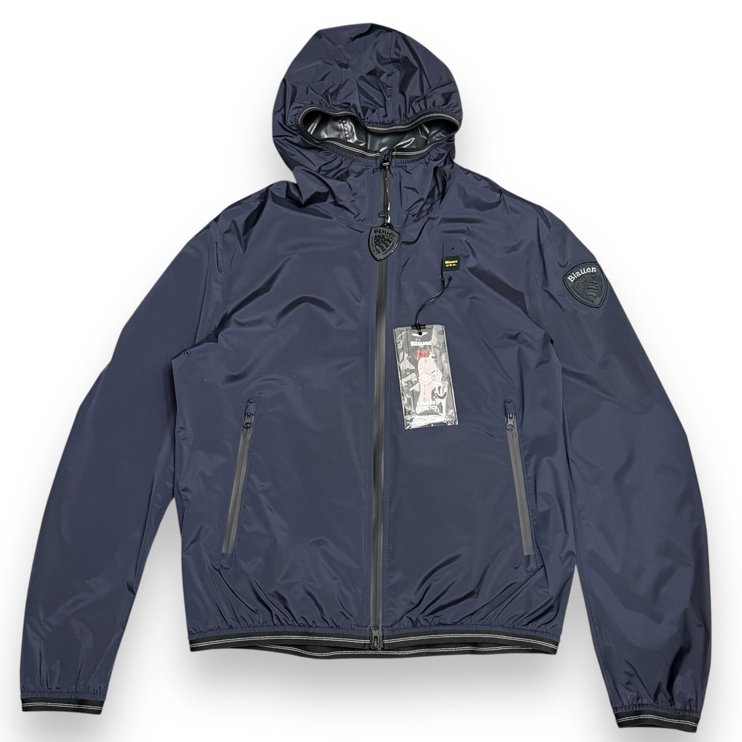 Giubbotto BLAUER Uomo, antivento con cappuccio, mod.FARRIN, Col.Blu