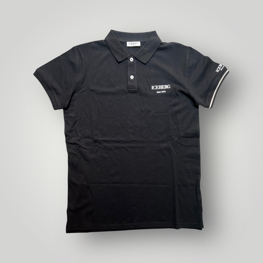 Polo ICEBERG basic, logo lato cuore, RegularFit, Col.Nero