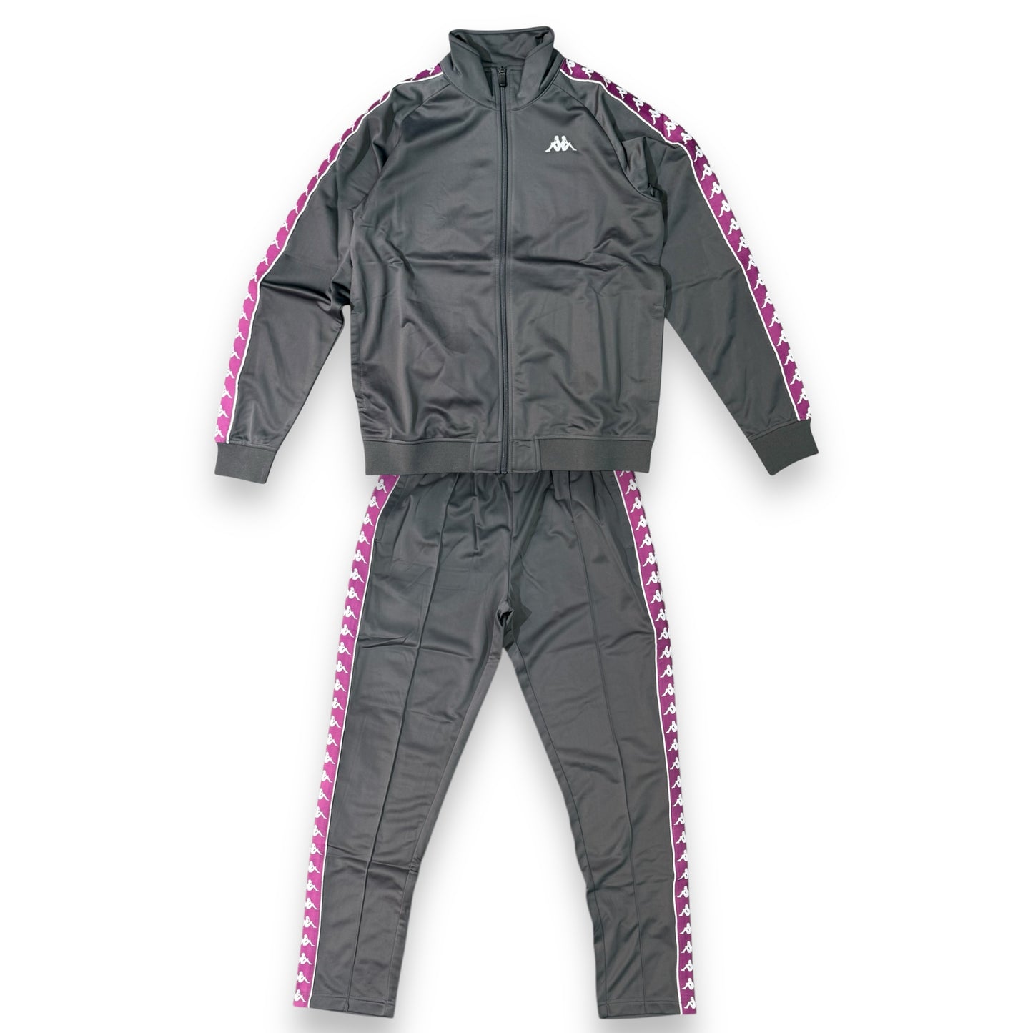 Tuta Completa KAPPA in tessuto acetato con bande laterali (col.Viola/Bianco), SlimFit (veste piccola), col.Grigio