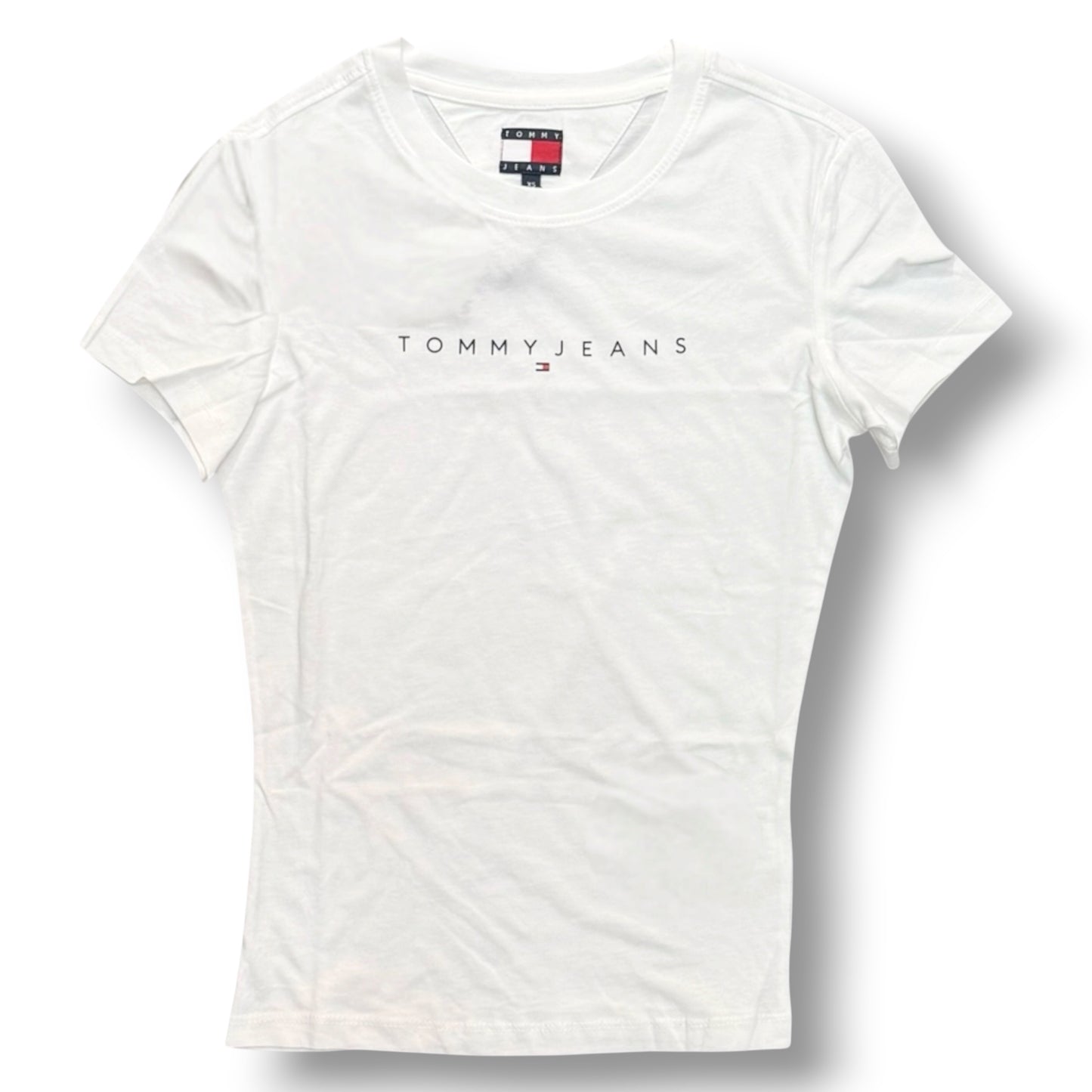 TOMMY JEANS- T-shirt Donna, con scritta in rilievo, Slim Fit, col.Bianco