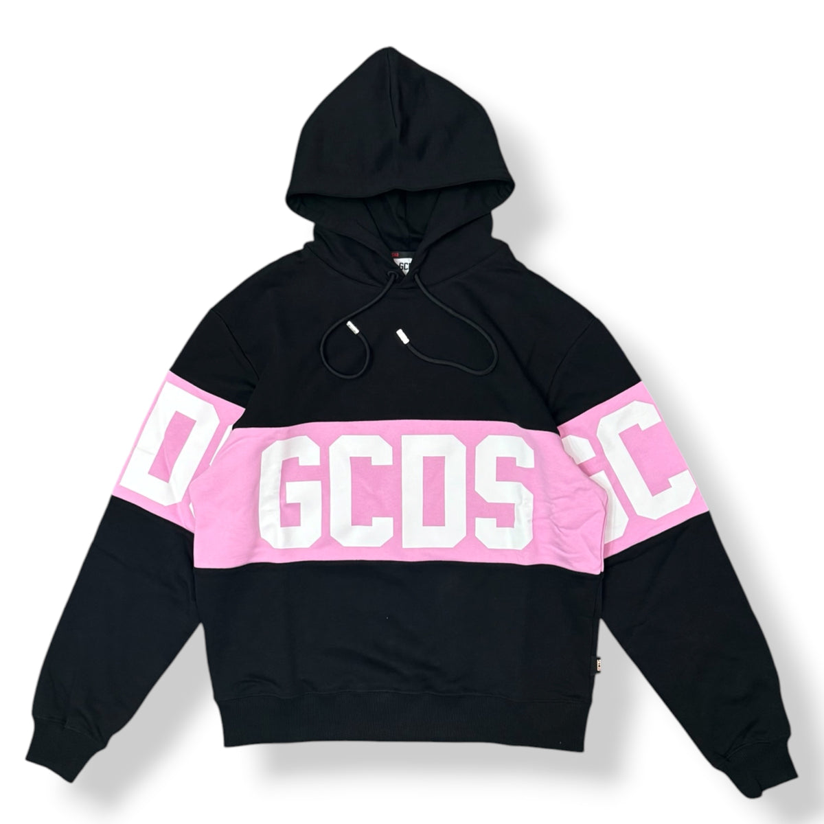 GCDS - Felpa con cappuccio, Col.Nero/Rosa
