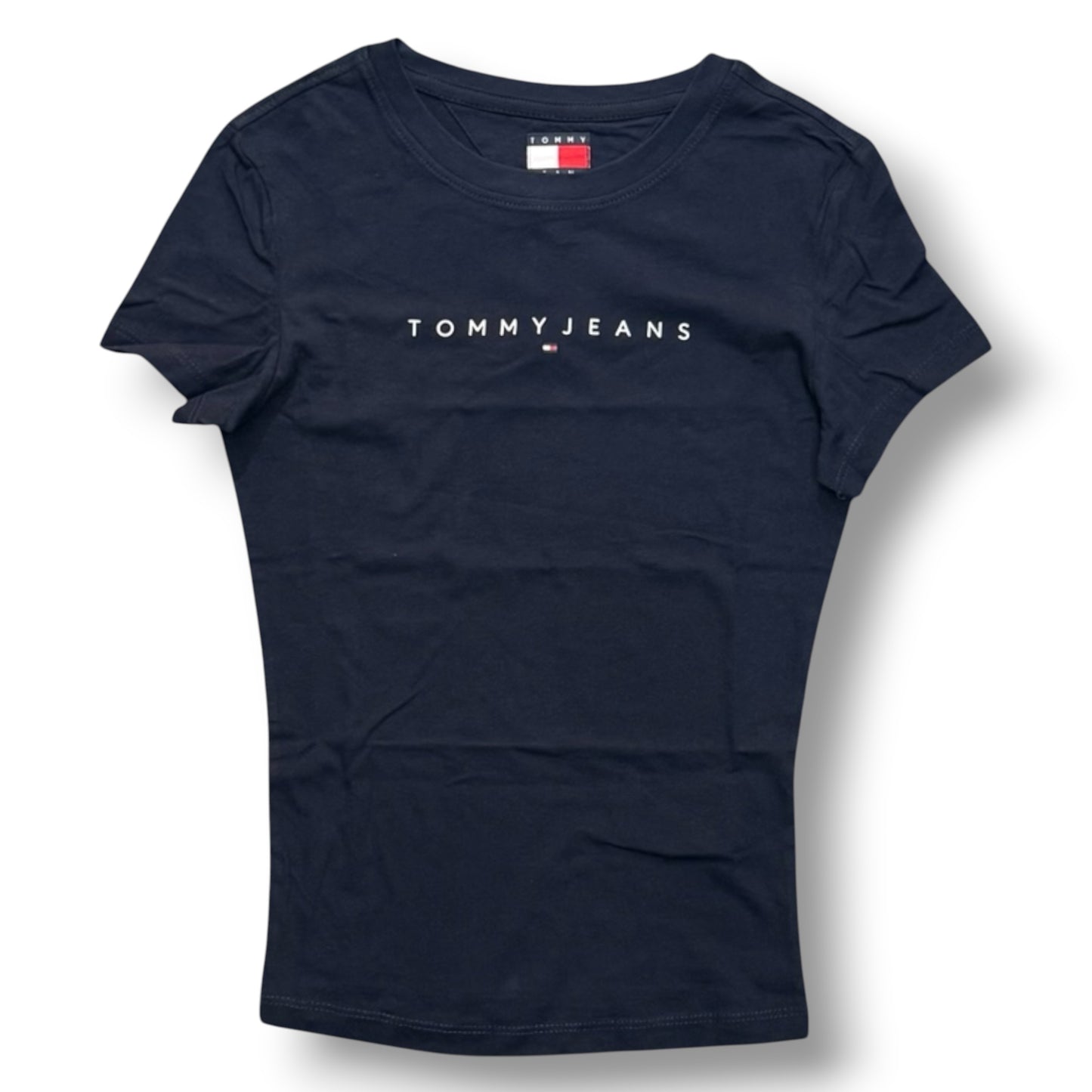 TOMMY JEANS- T-shirt Donna, con scritta in rilievo, Slim Fit, col.Blu