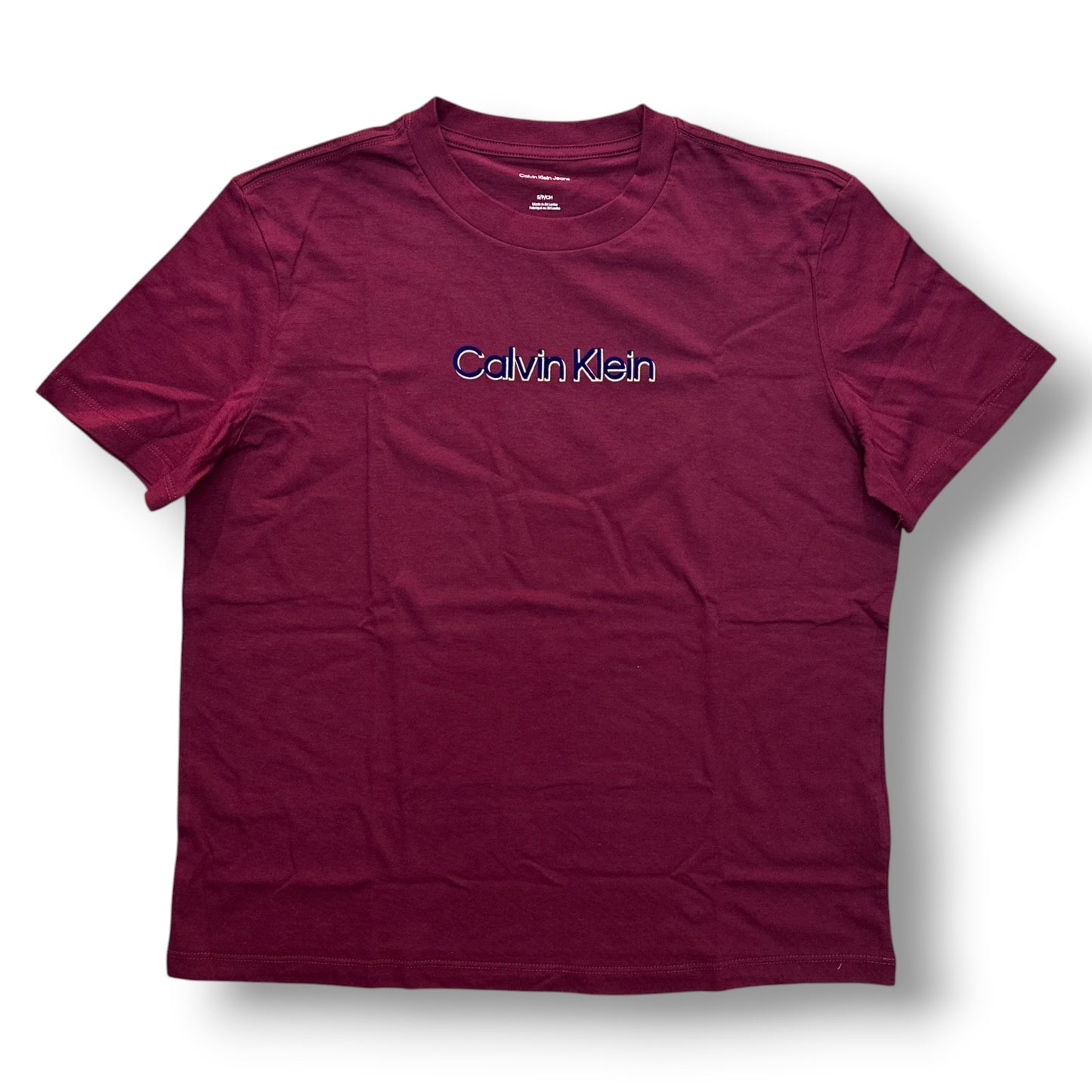 CALVIN KLEIN- T-shirt Donna, con logo in velluto, Regular Fit, col.Burgundy
