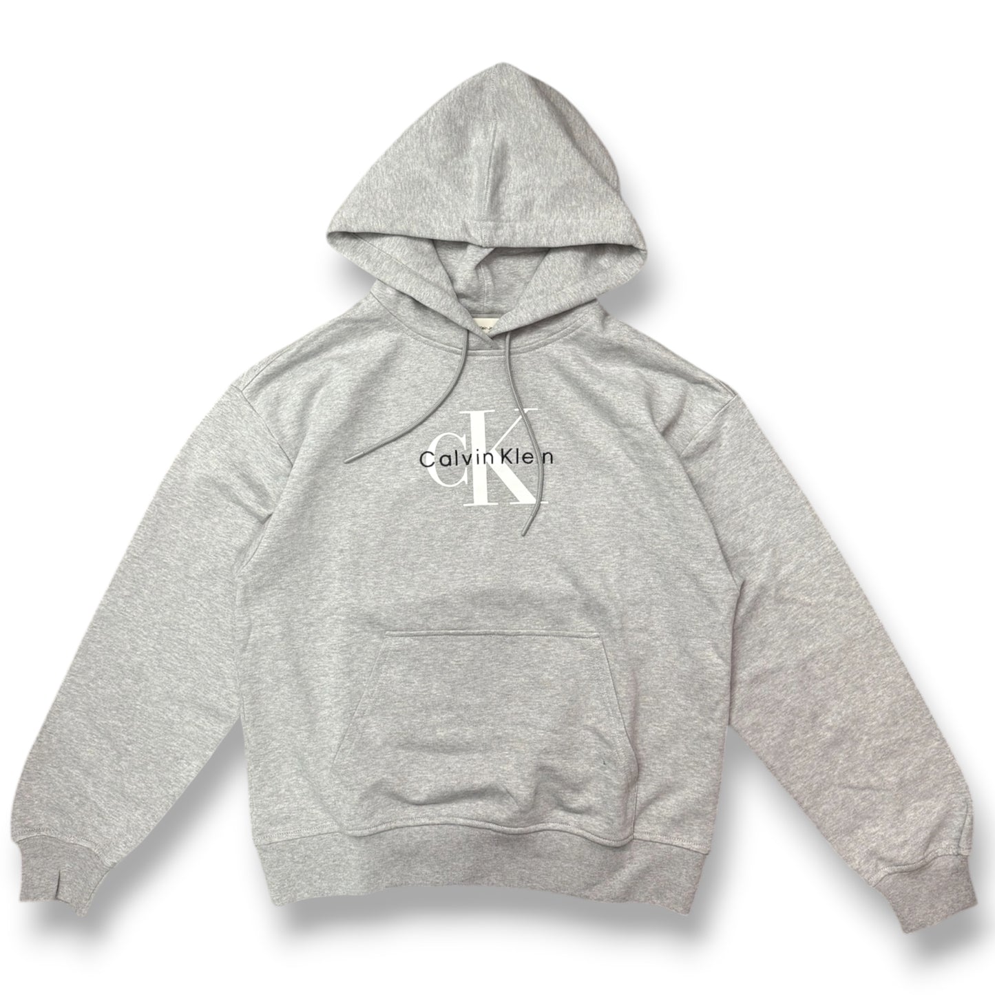 CALVIN KLEIN-Felpa estiva Donna, con cappuccio e logo frontale, tex.cotone garzato, col.Grigio