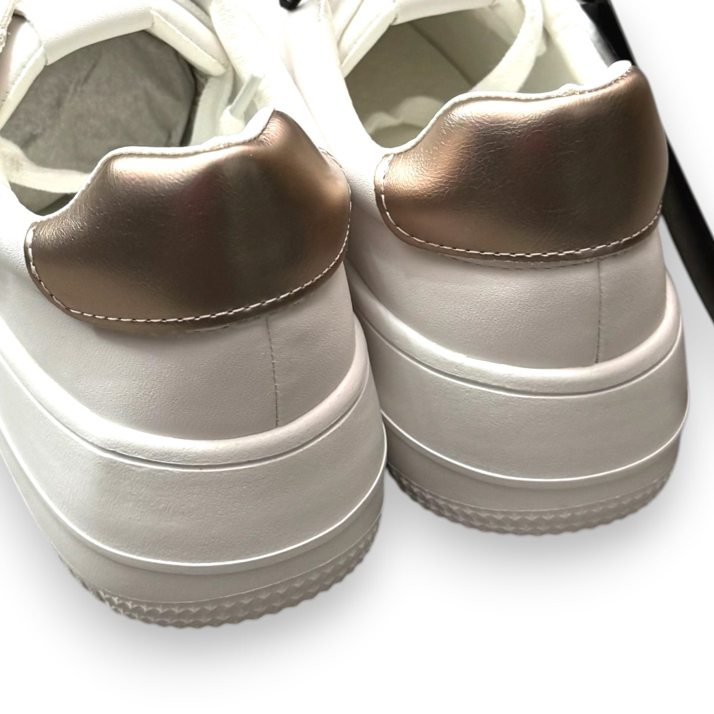 ICON- Scarpe Donna con logo laterale lucido, col.Bianco/RosaGold