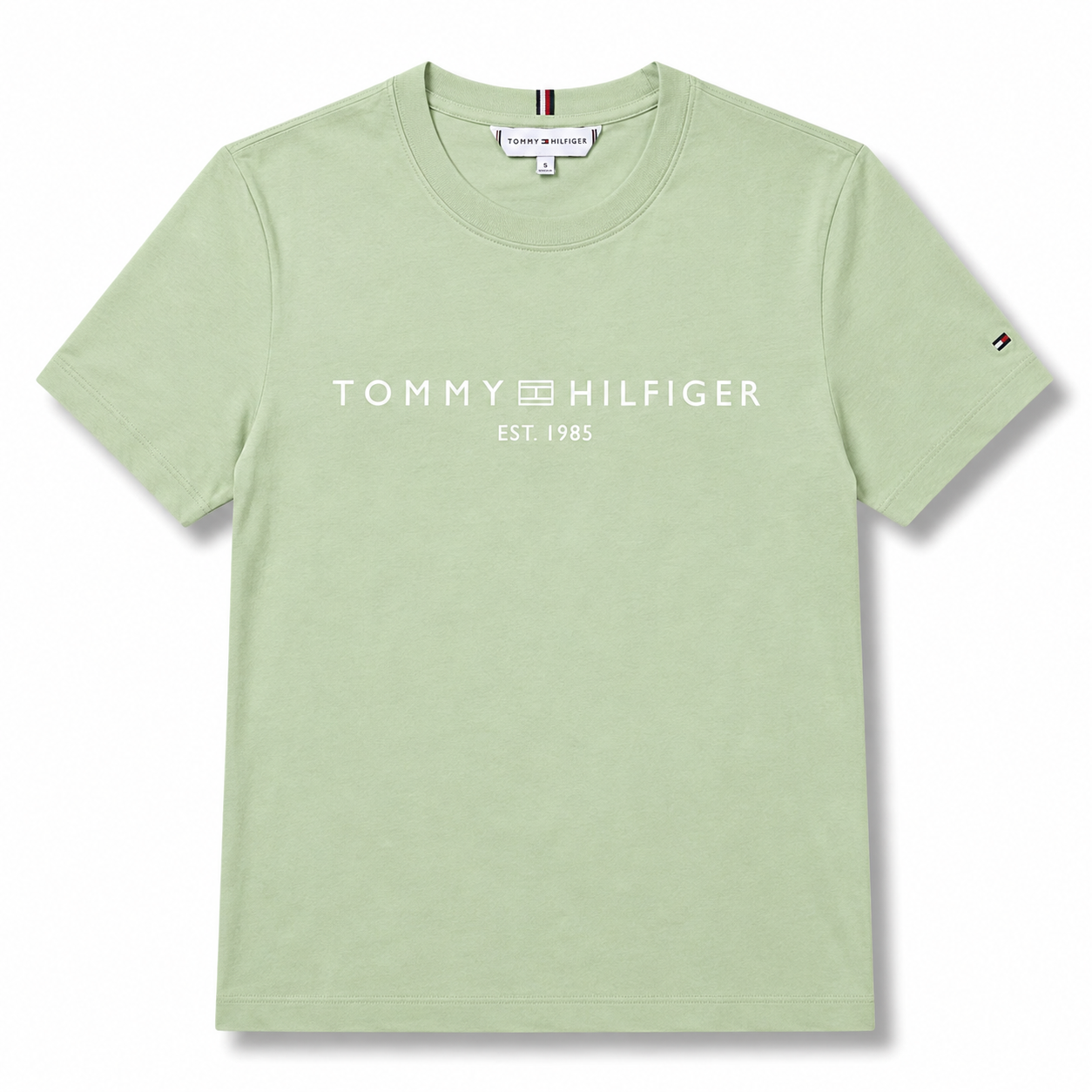 TOMMY HILFIGER- T-shirt Donna, con stampa frontale, Regular Fit, col.Menta