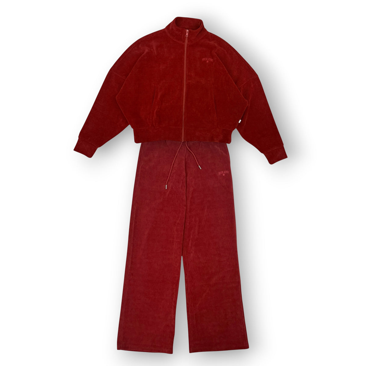GUESS- Tuta completa Donna, a costine, tex.Velluto, Col.Bordeaux