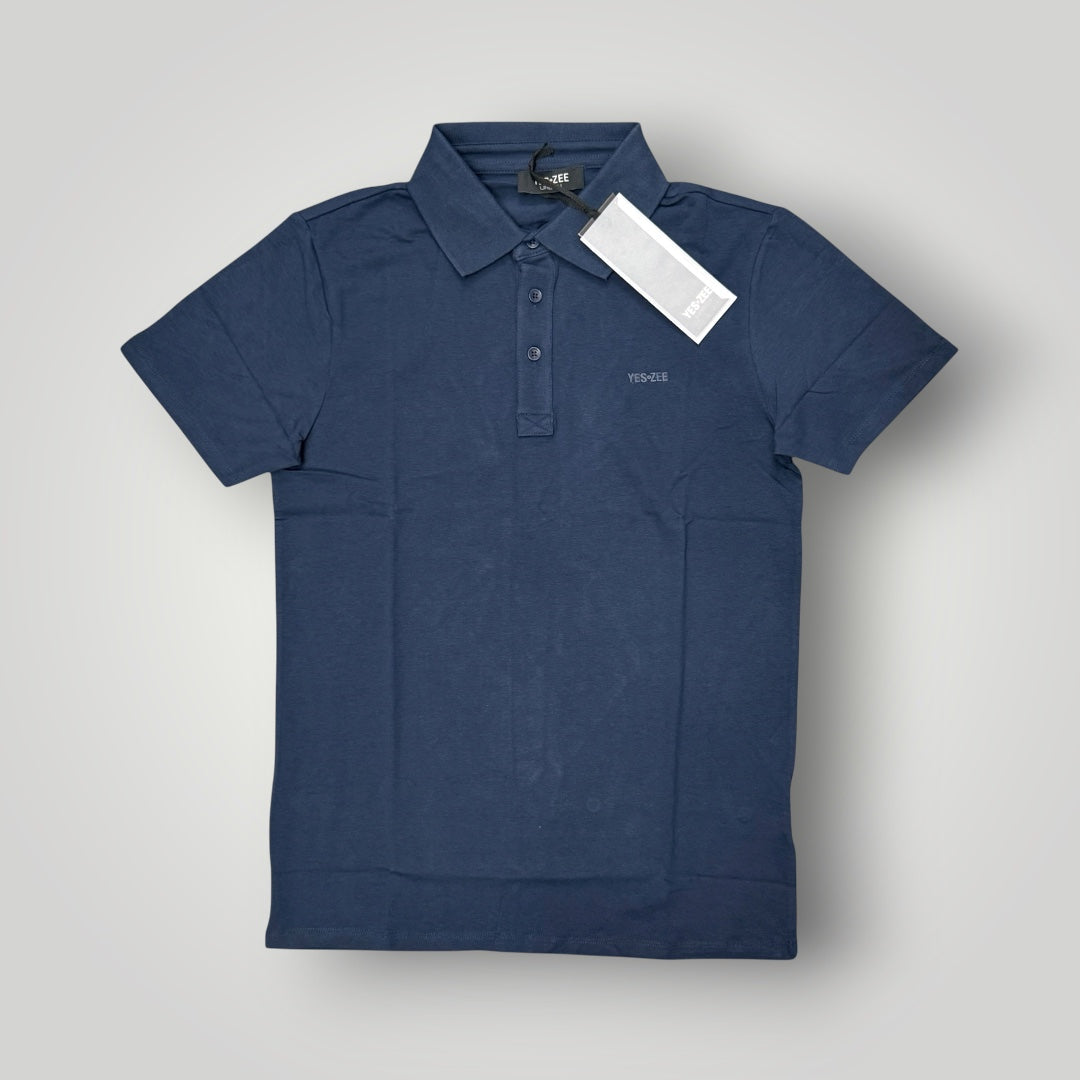 Polo YES-ZEE in maglina con scritta gommata, col.Blu