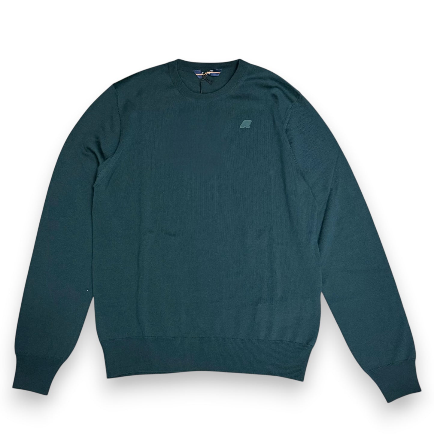 Maglioncino K-WAY Uomo, con logo lato cuore, 100% Lana Vergine, col.Green Poderosa