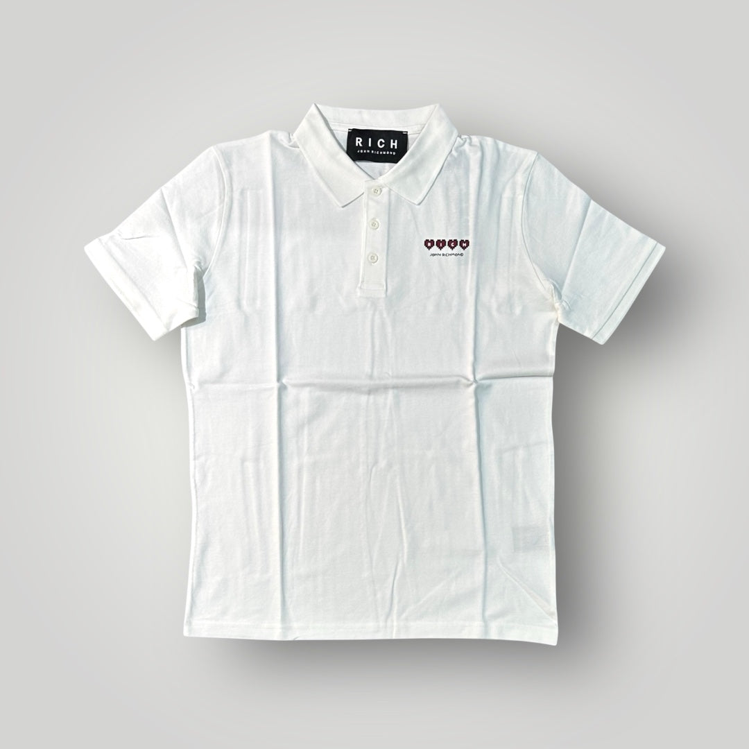 Polo RICHMOND Uomo,con stampa cuori ,Col.Bianco