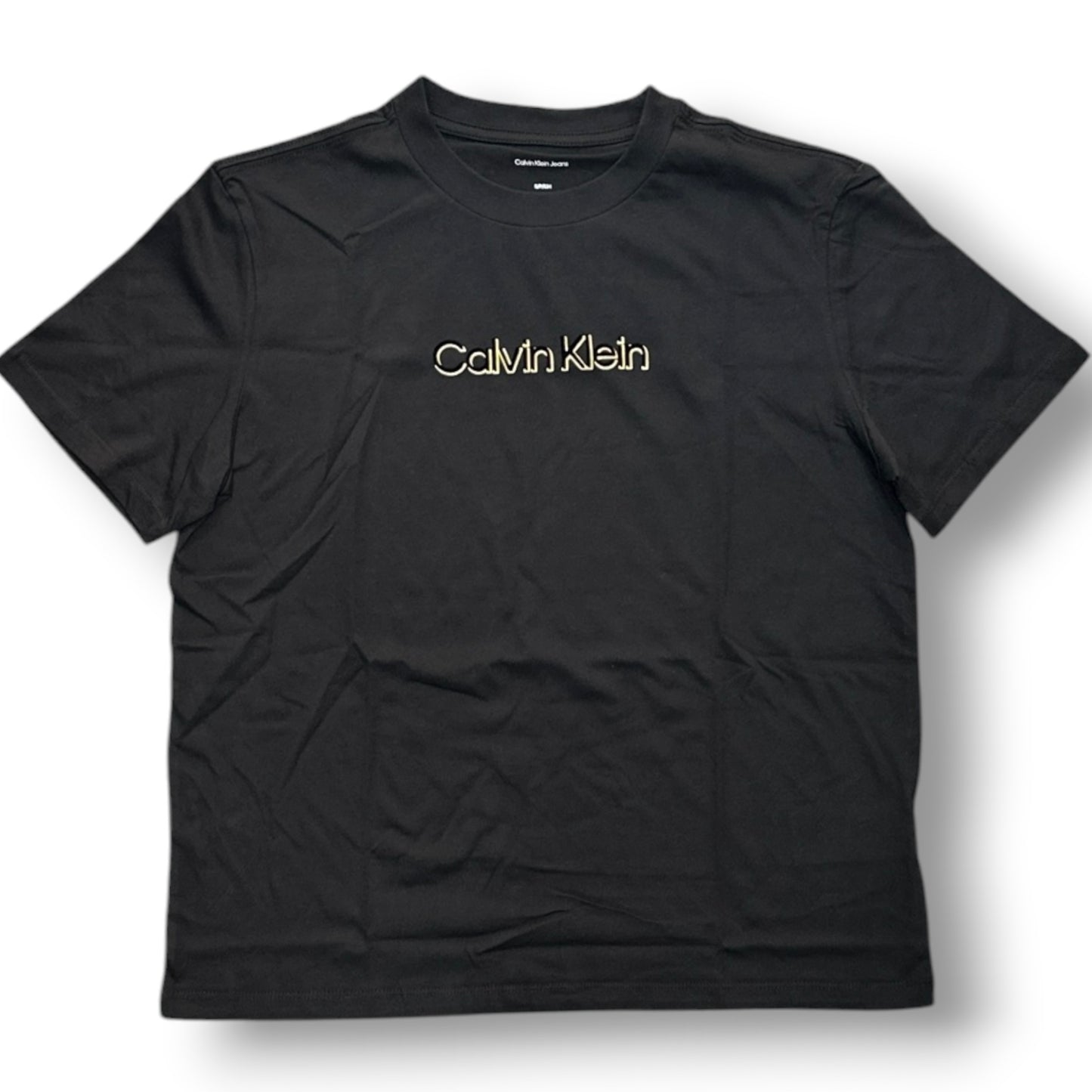CALVIN KLEIN- T-shirt Donna, con logo in velluto, Regular Fit, col.Nero