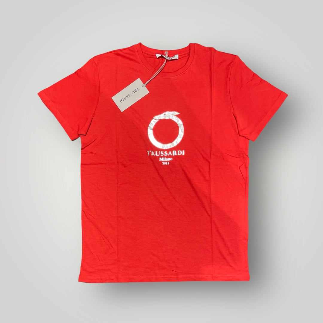 T shirt TRUSSARDI Uomo con stampa frontale col.Rosso RegularFit