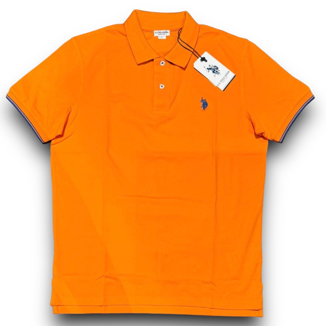 Polo U.S.POLO ASSN. since 1890 Uomo in piquet, RegulrFit, mod.Bordino, col.Arancione