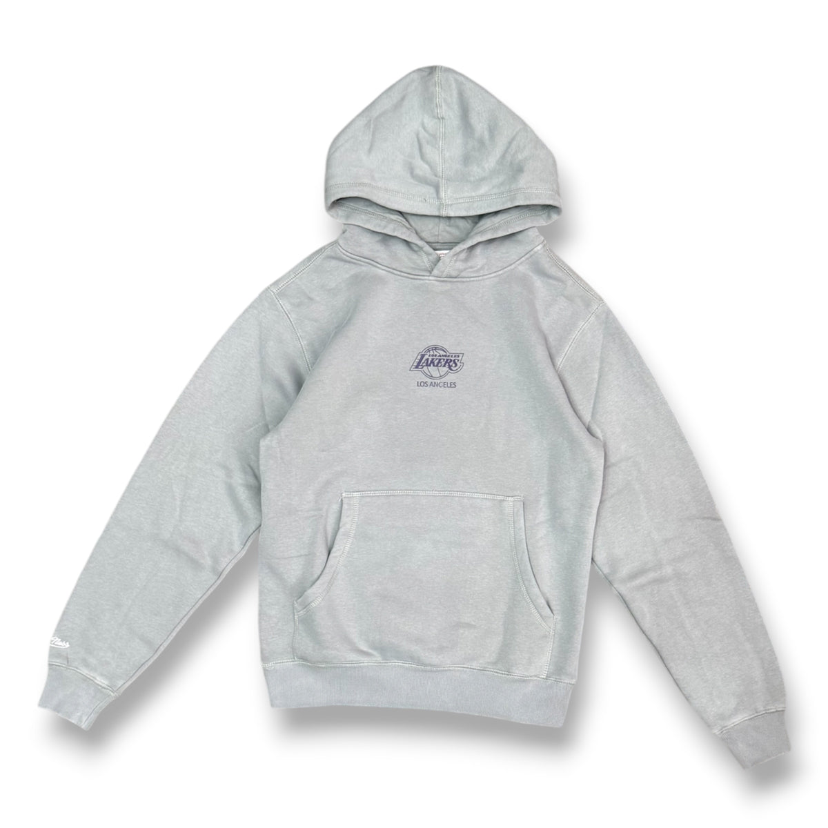 MITCHELL & NESS - Felpa Uomo LAKERS con cappuccio, tex.felpato, Col.Grigio
