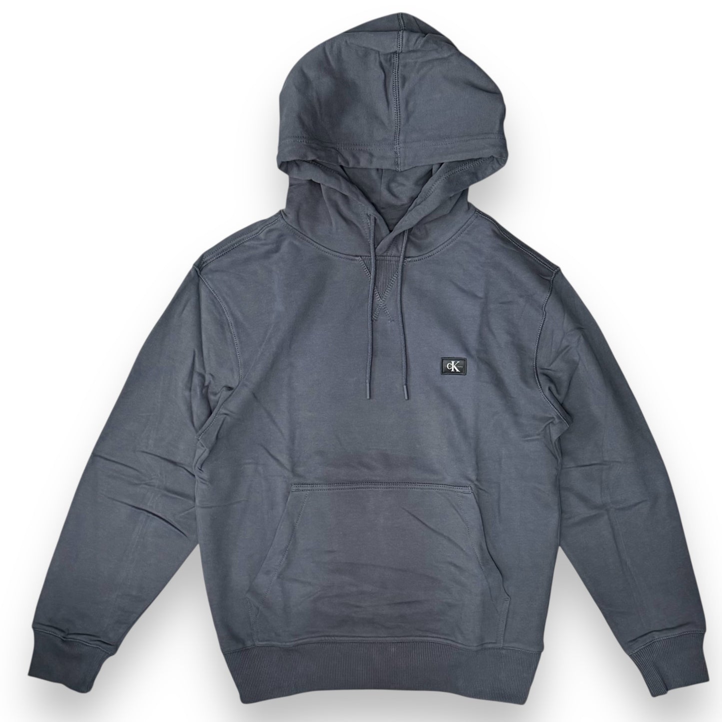 Felpa CALVIN KLEIN Uomo con cappuccio, tex. garzato, col.Blu indigo (targhetta lato cuore CK Calvin Klein)