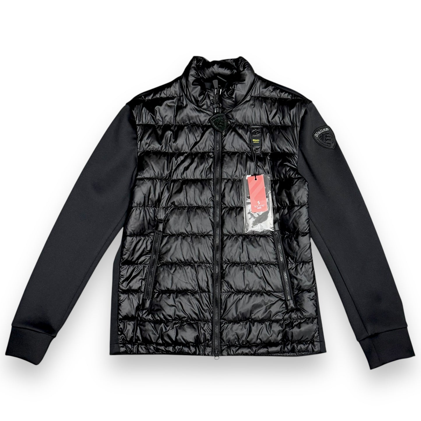 Giubbotto BLAUER Uomo, piumino 70g con inserti in neoprene, senza cappuccio, mod.HEBRON, Col.Nero