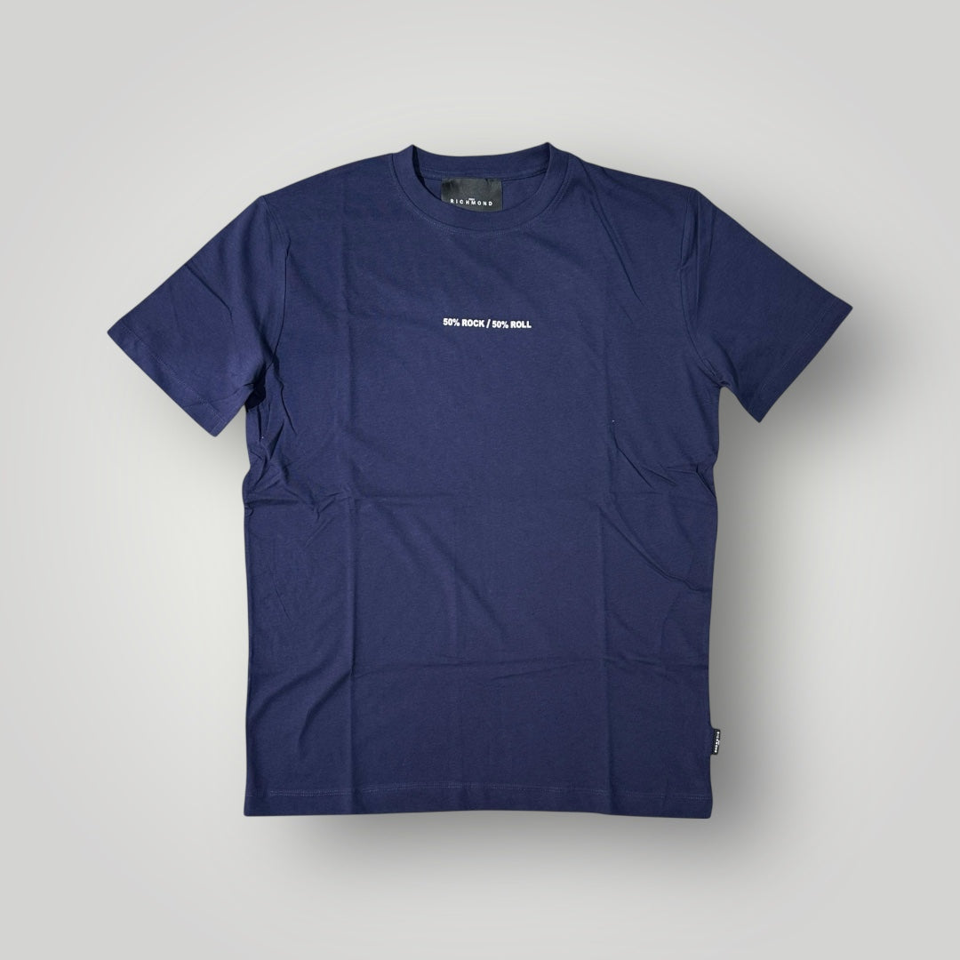 T-shirt RICHMOND Uomo, con stampa frontale, Col.Blu scuro (50% rock / 50%roll)