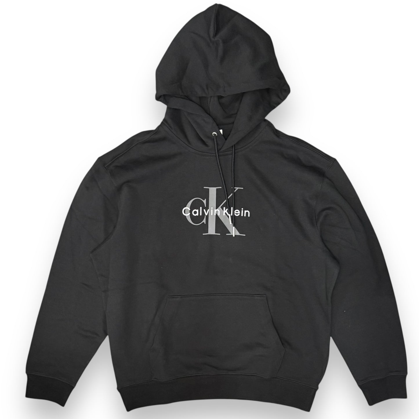 Felpa CALVIN KLEIN Uomo con logo stampato, con cappuccio, tex. garzato, col.Nero