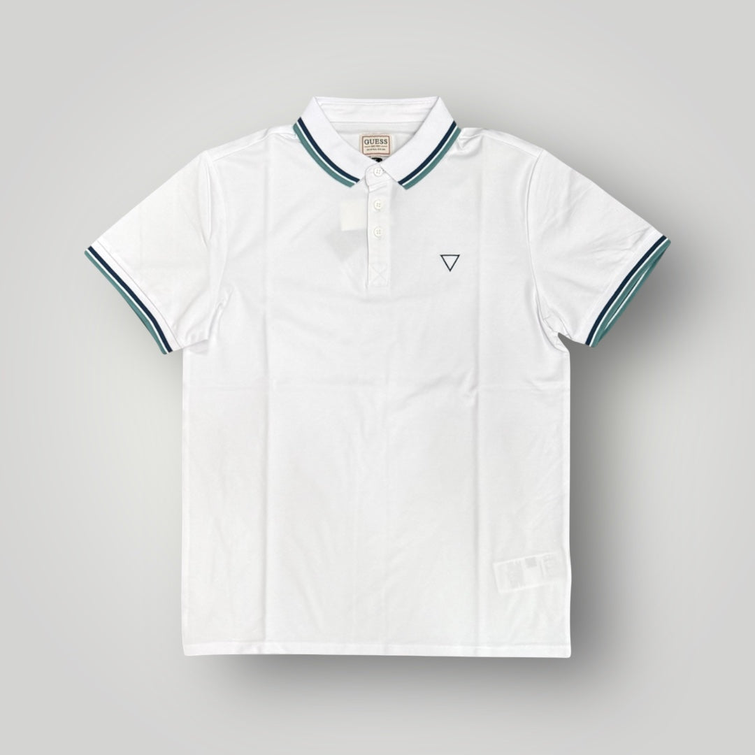 Polo GUESS logo triangolo lato cuore col.Bianco