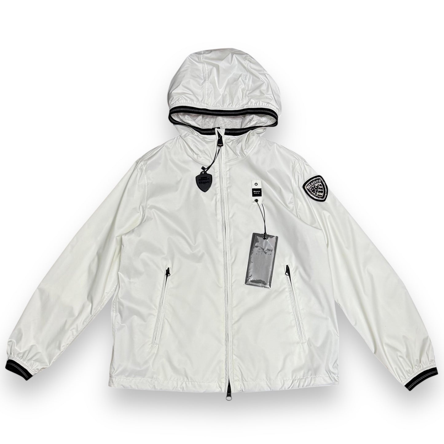 Giubbotto Blauer Donna, antivento con interno in maglina, con scudetto Swarovski e cappuccio, mod.ANAWAN, Col.Bianco
