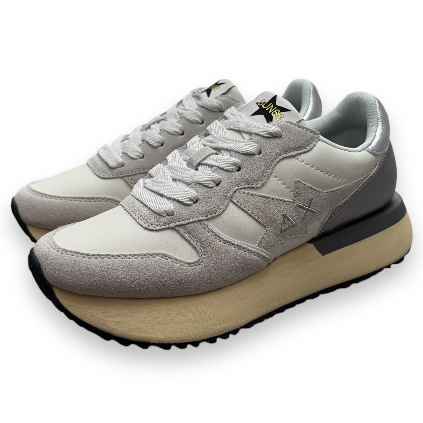 Scarpe SUN68 Donna, mod.Big Stargirl Back Silver, col.Bianco