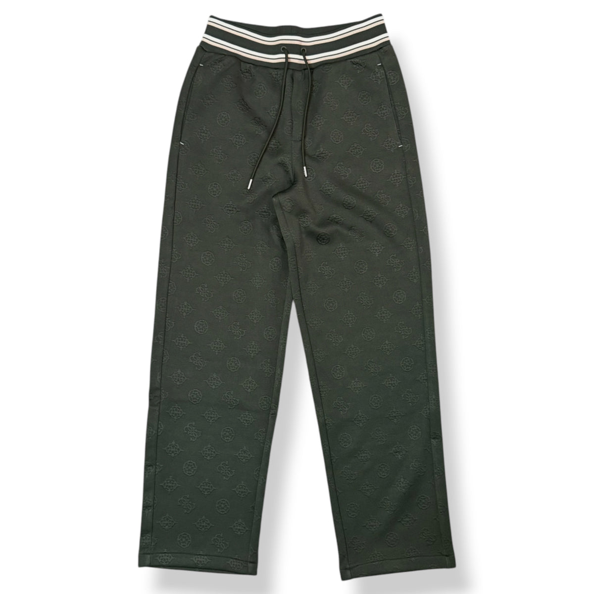 GUESS - Tuta completa Uomo, con loghi in rilievo, Col.Verde