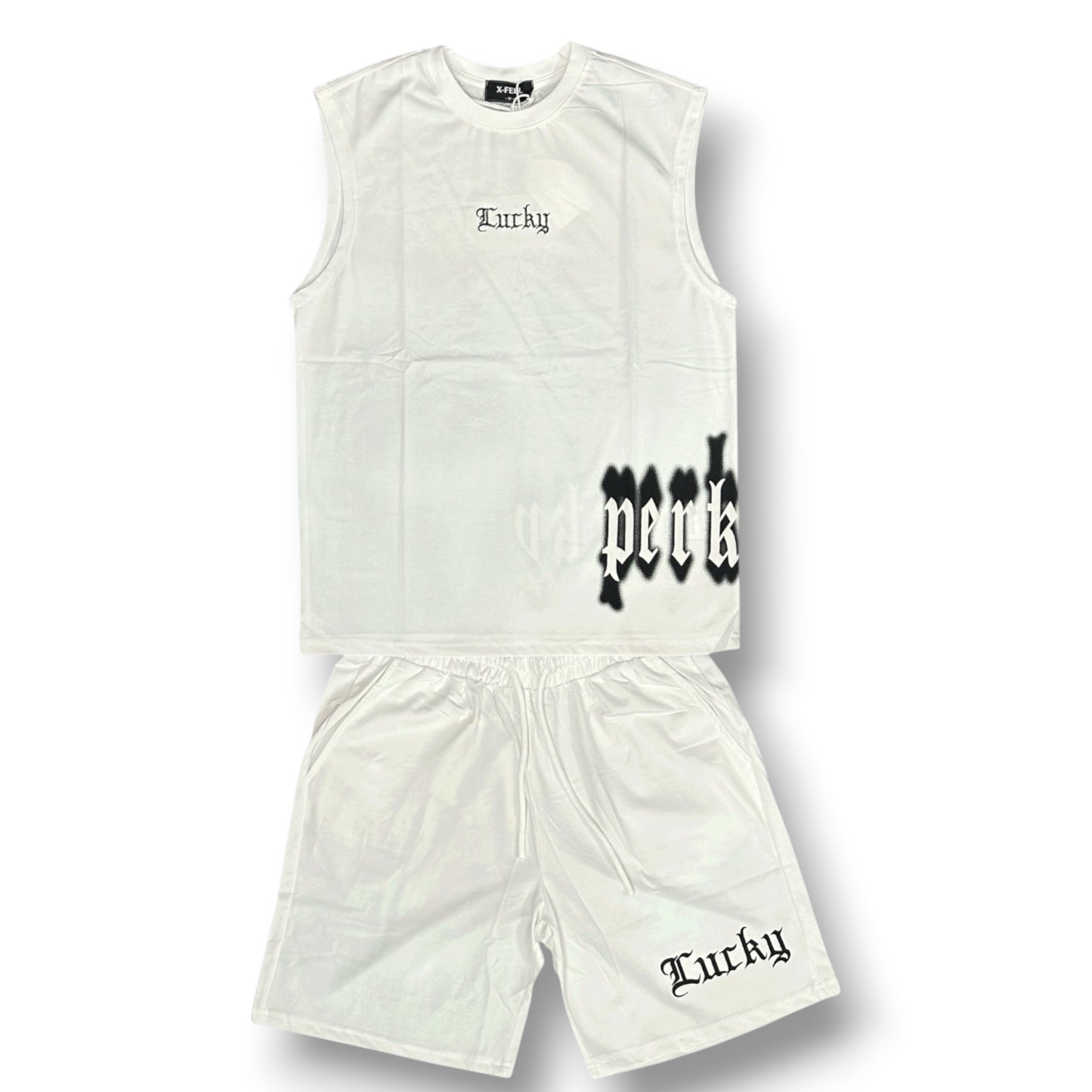 X - FEEL - Completino estivo Uomo con scritta ricamata, Col.Bianco