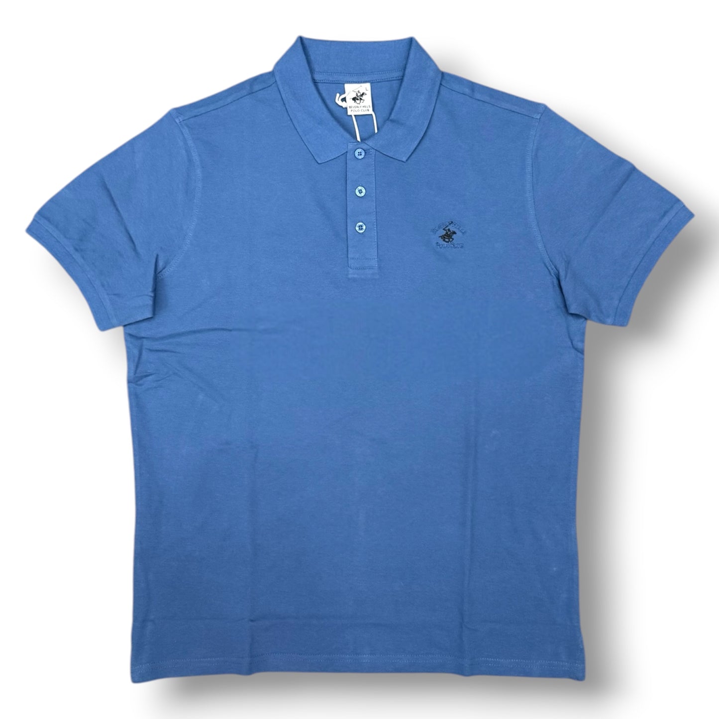 BEVERLY HILLS POLO CLUB- Polo Uomo con logo ricamato lato cuore, col.Avion