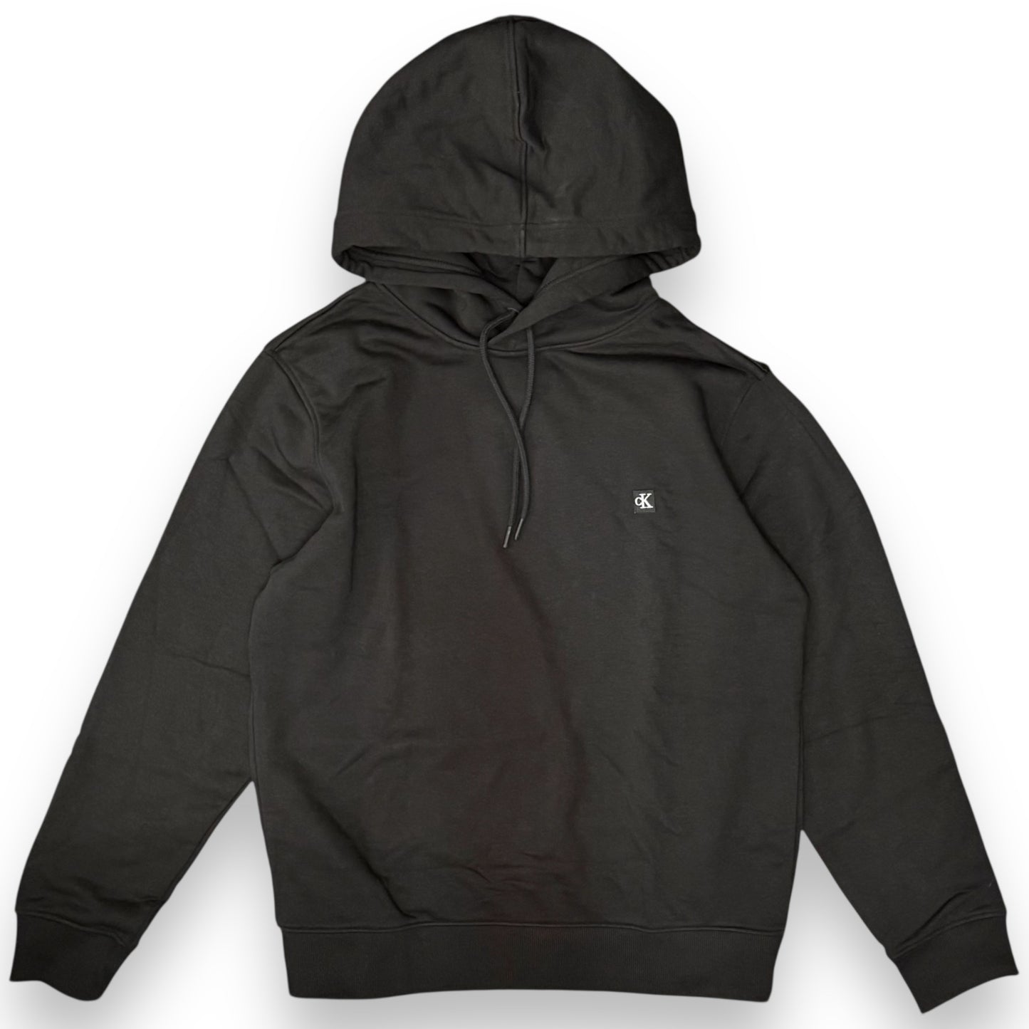 Felpa CALVIN KLEIN Uomo con cappuccio, tex. garzato, col.Nero (targhetta lato cuore CK)