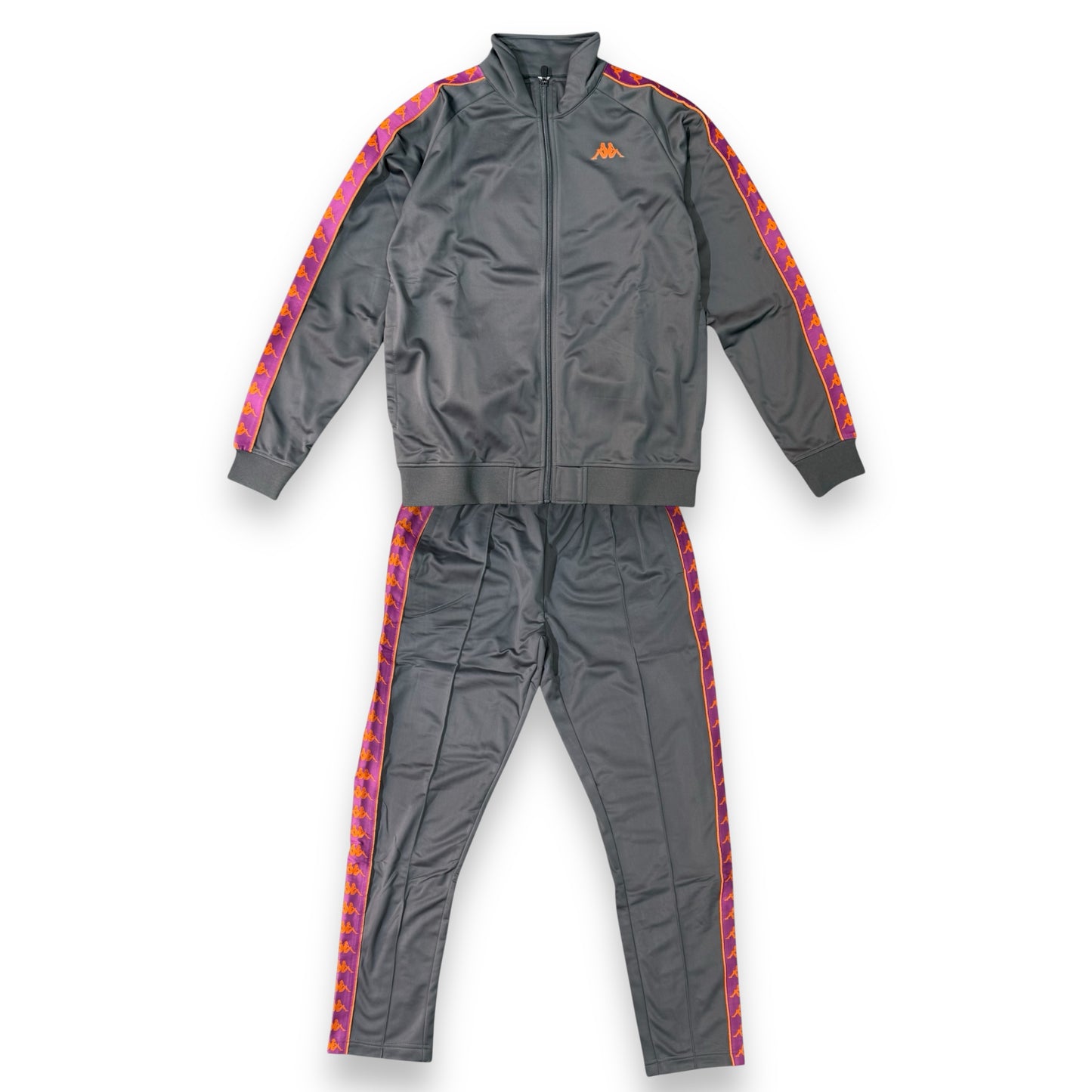 Tuta Completa KAPPA in tessuto acetato con bande laterali (col.Viola/Arancione), SlimFit (veste piccola), col.Grigio