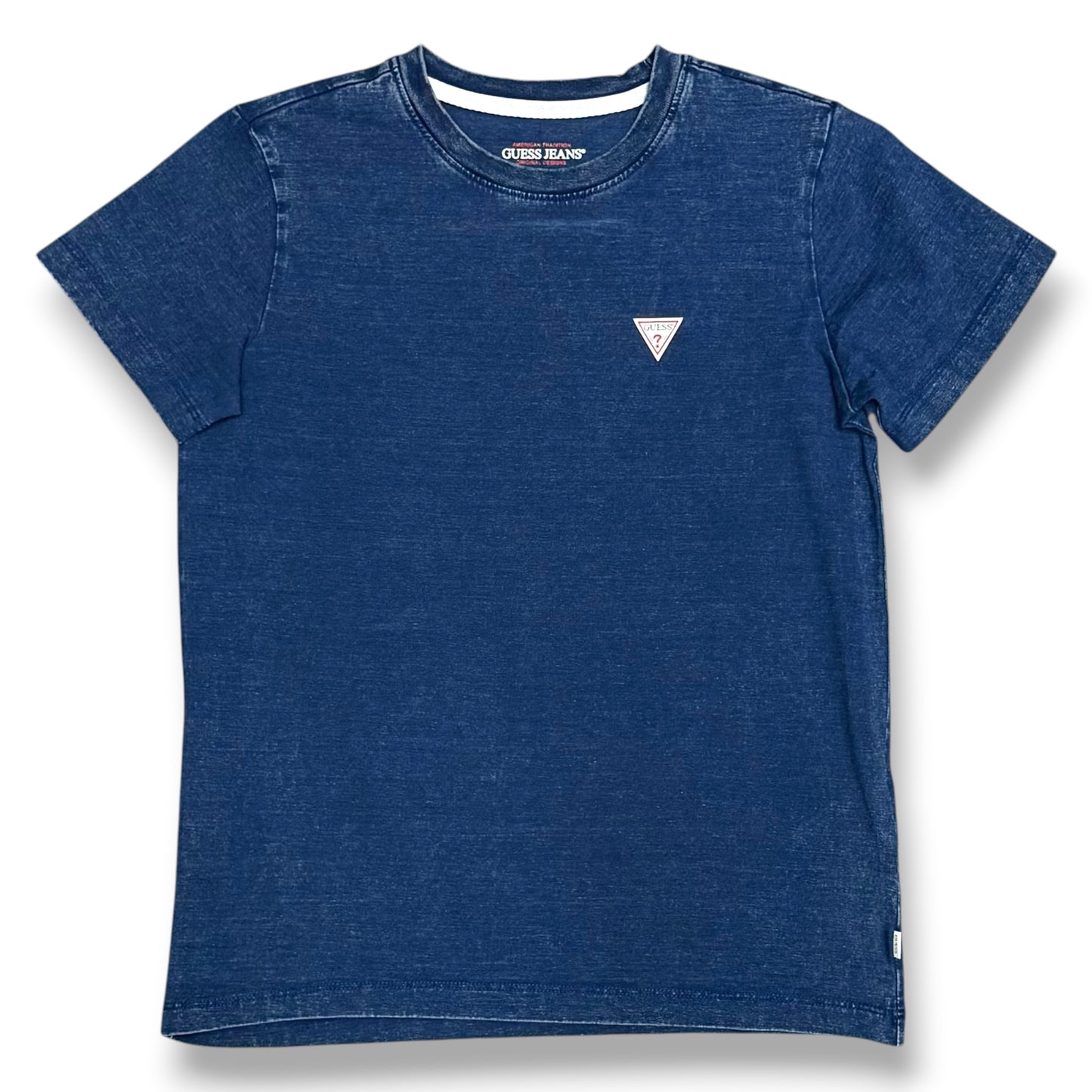 GUESS JEANS- T-shirt Donna, RegularFit, con logo lato cuore, effetto jeans