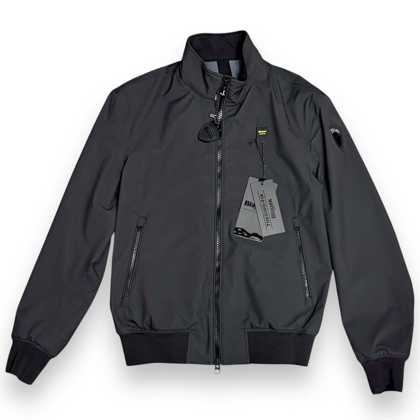 Giubbotto BLAUER Uomo, in tessuto tecnico senza cappuccio, mod.ANSON, Col.Nero