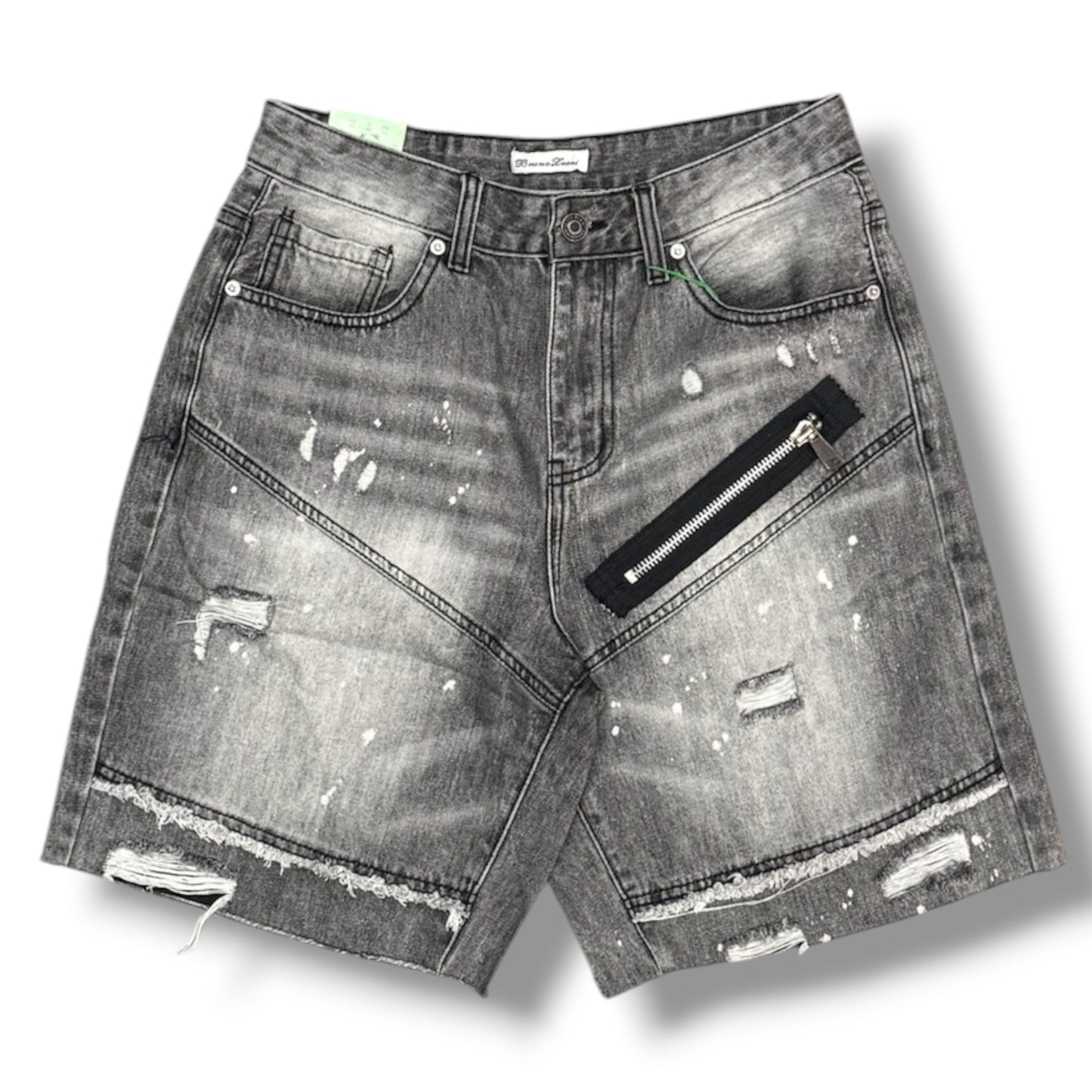 BRUNO LEONI - Bermuda Uomo (lunghezza sopra al ginocchio), Col.Grigio denim