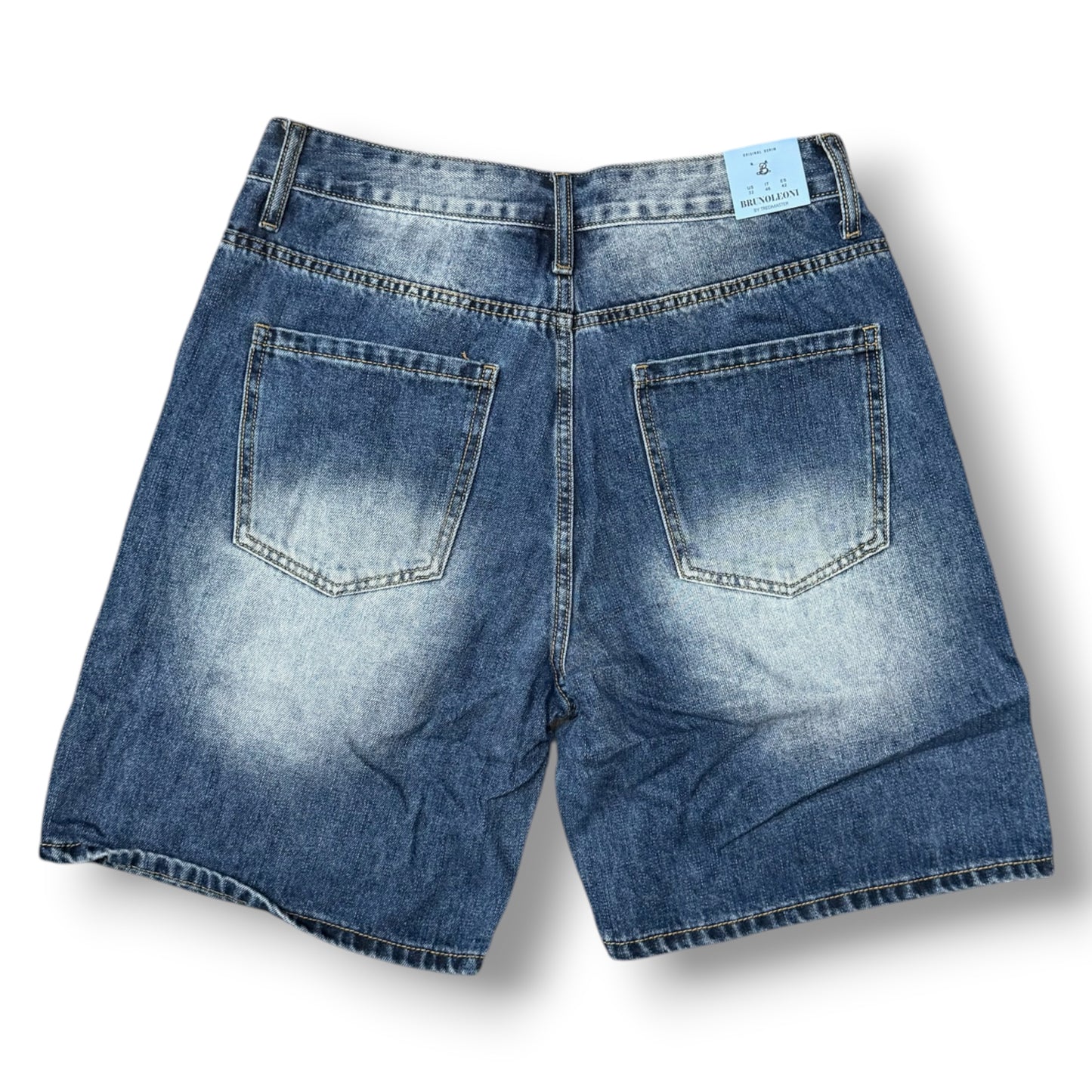 BRUNO LEONI - Bermuda Uomo strappato (lunghezza sopra al ginocchio), Col.Blu Denim