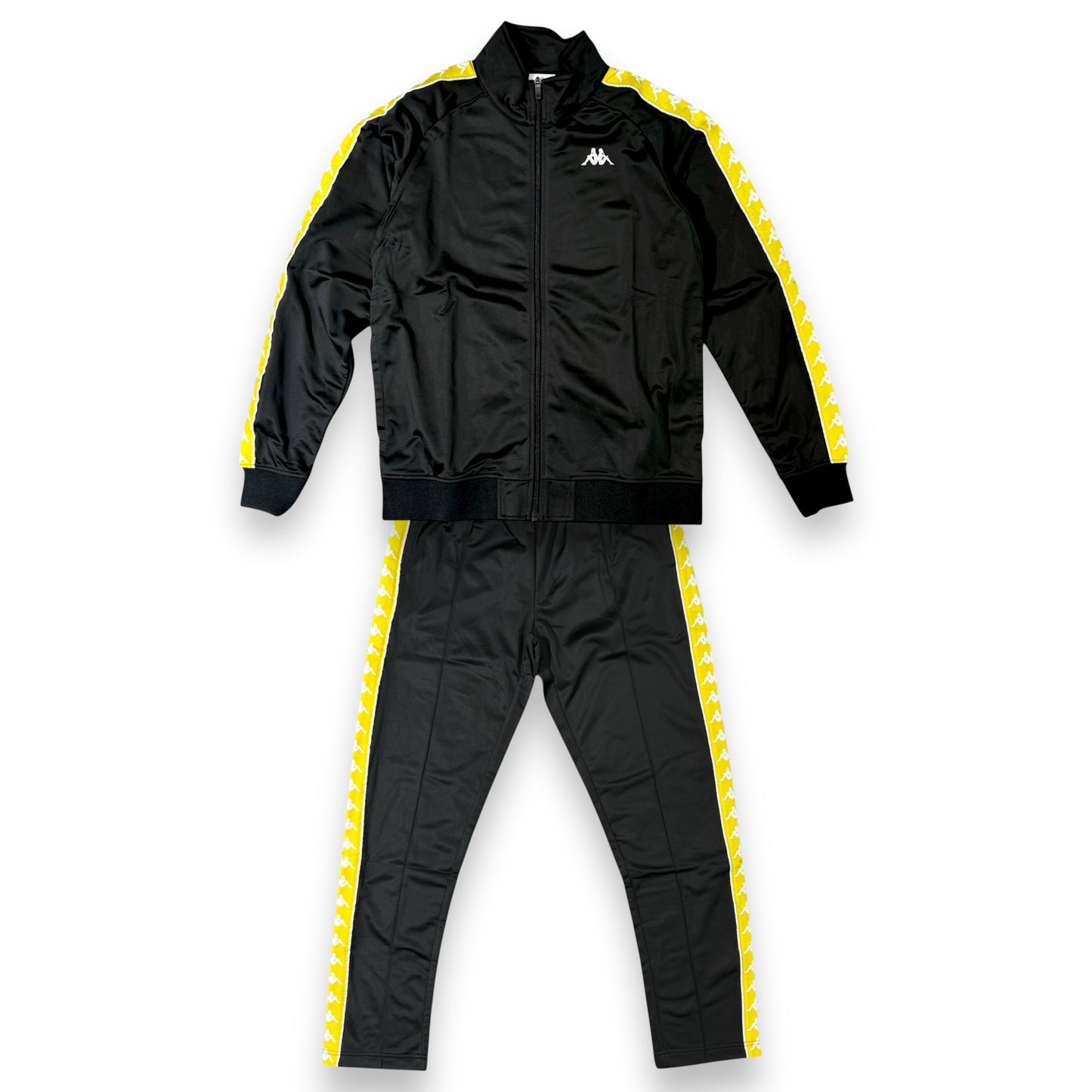 Tuta Completa KAPPA in tessuto acetato con bande laterali (col.Giallo/Bianco), SlimFit (veste piccola), col.Nero
