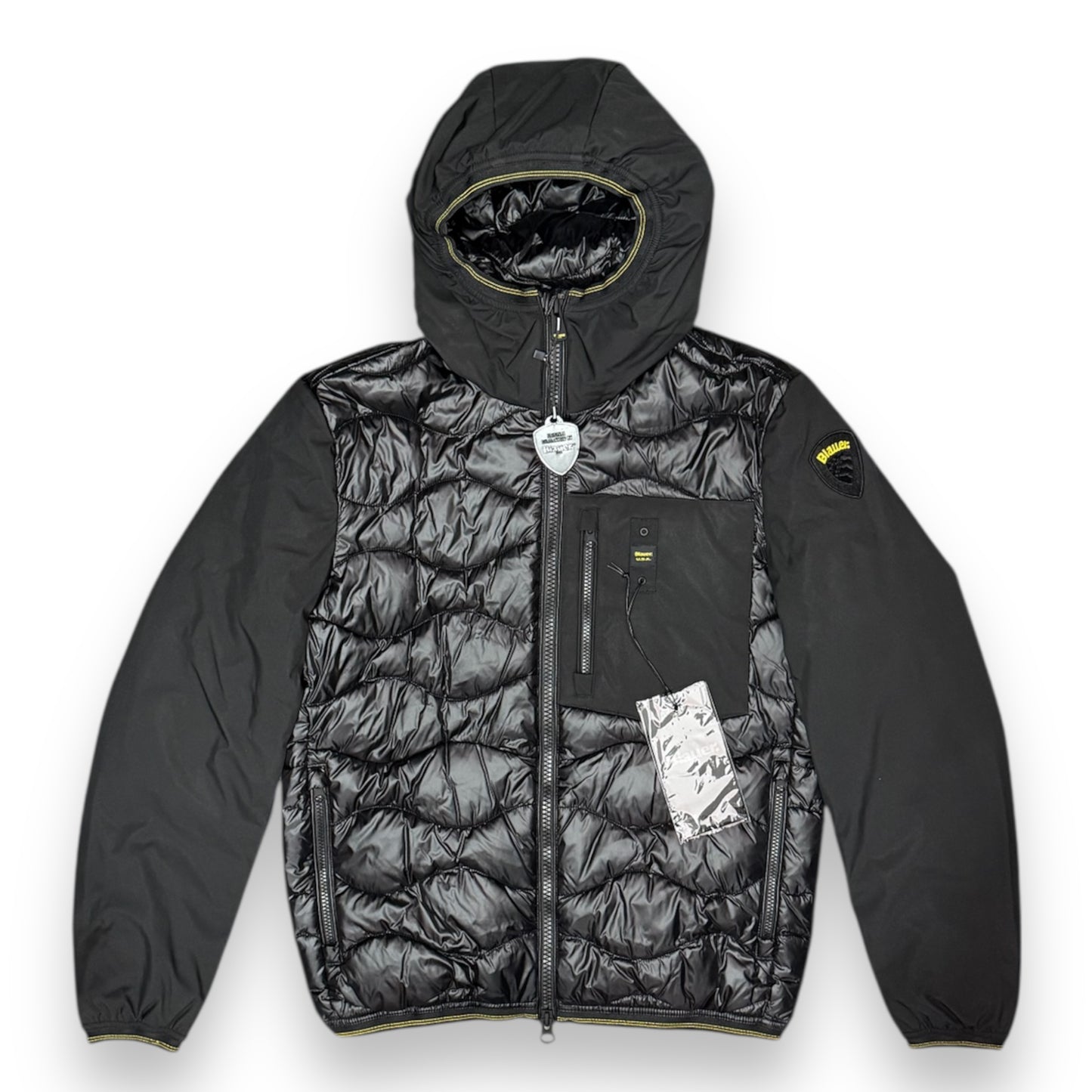 Giubbotto BLAUER con trama ad onde e inserti in tessuto tecnico,Col.Nero (imbott.Piuma - 2025)