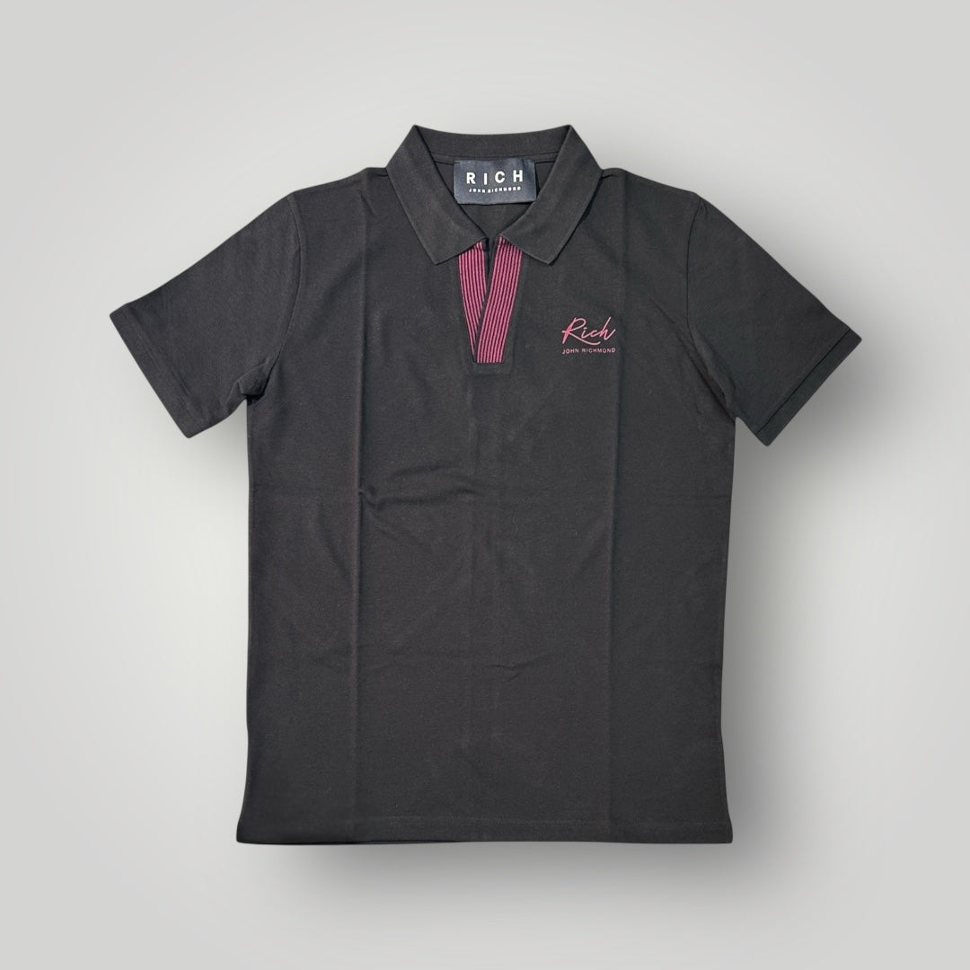 Polo RICHMOND Uomo,con scollo a V senza bottoni, Col.Nero