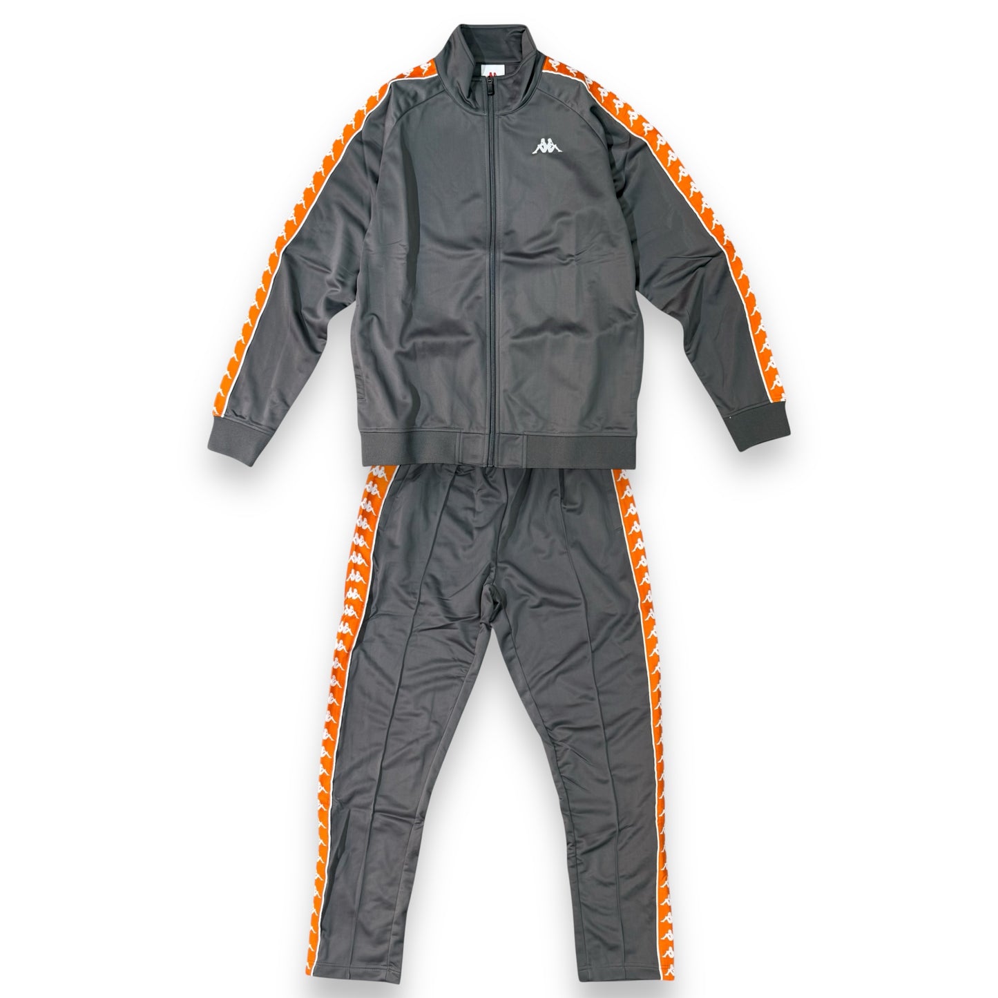 Tuta Completa KAPPA in tessuto acetato con bande laterali (col.Arancione/Bianco), SlimFit (veste piccola), col.Grigio
