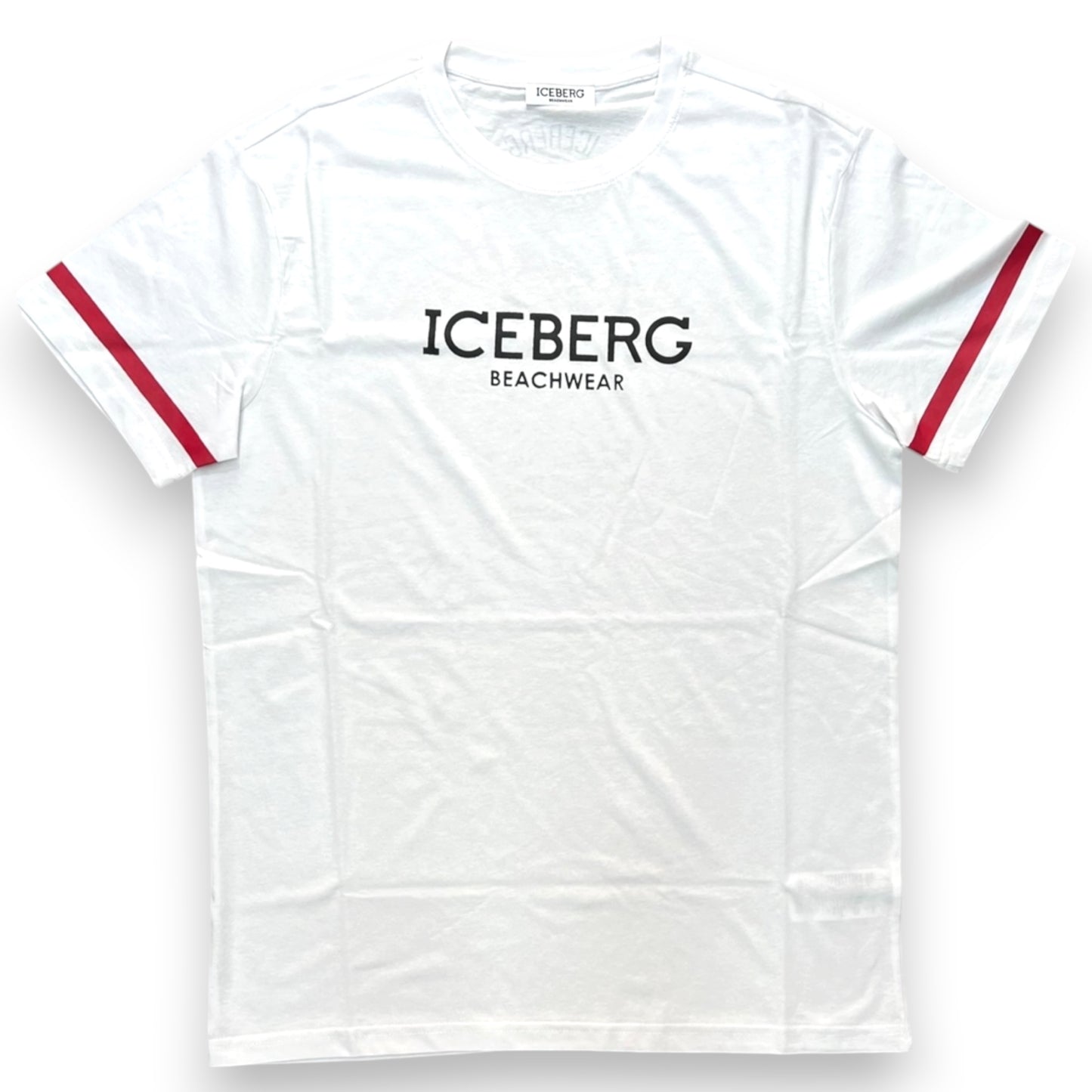 ICEBERG BEACHWEAR- T-shirt Uomo, stampa frontale e sulla schiena, col.Bianco