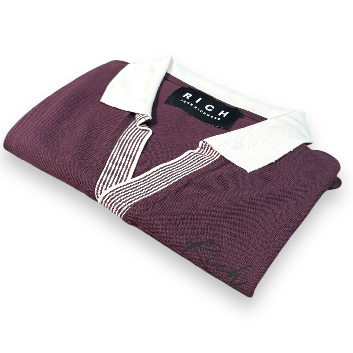 Polo RICHMOND Uomo,con scollo a V senza bottoni, Col.Bordeaux