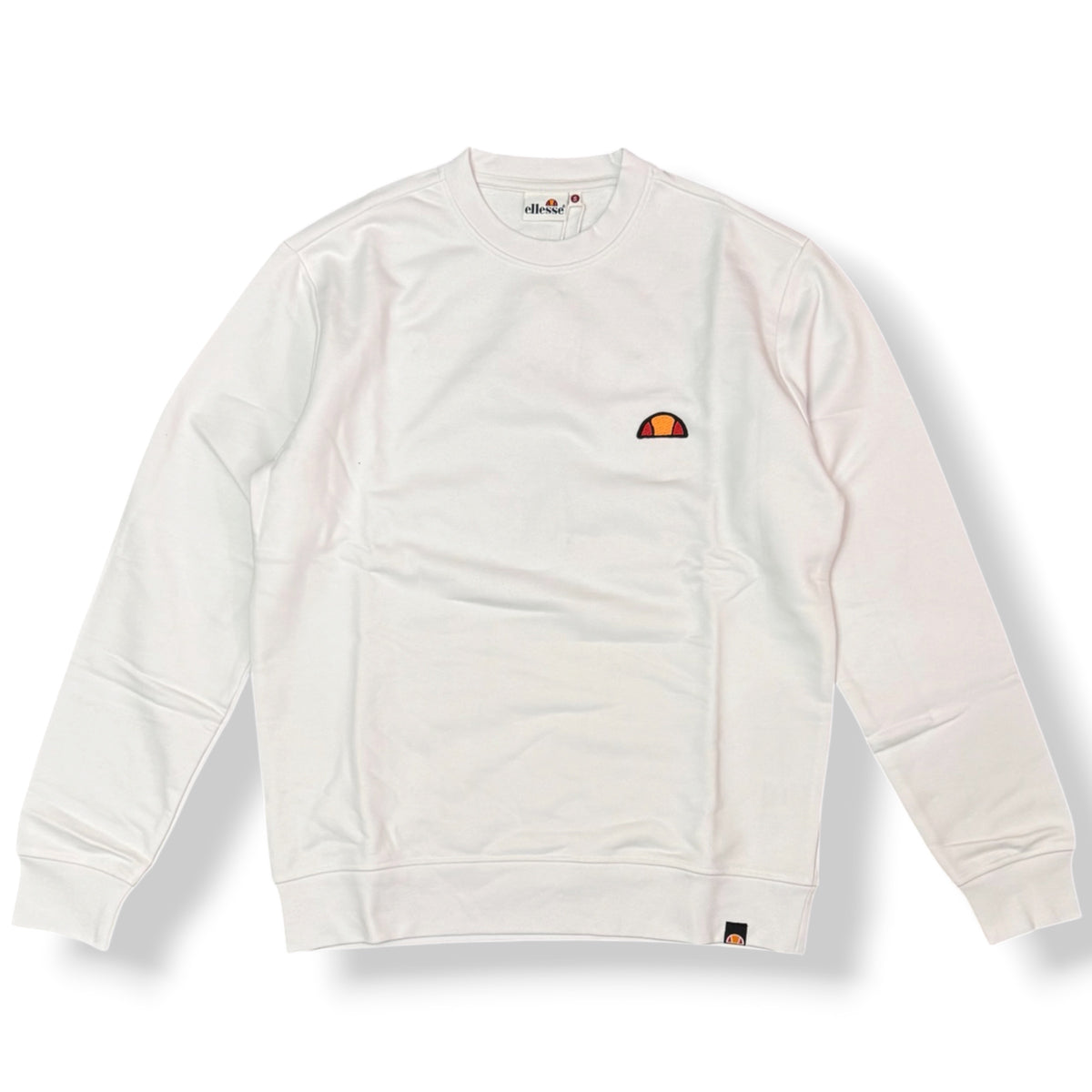 ELLESSE - Felpa Uomo con logo ricamato lato cuore, girocollo, Col.Bianco