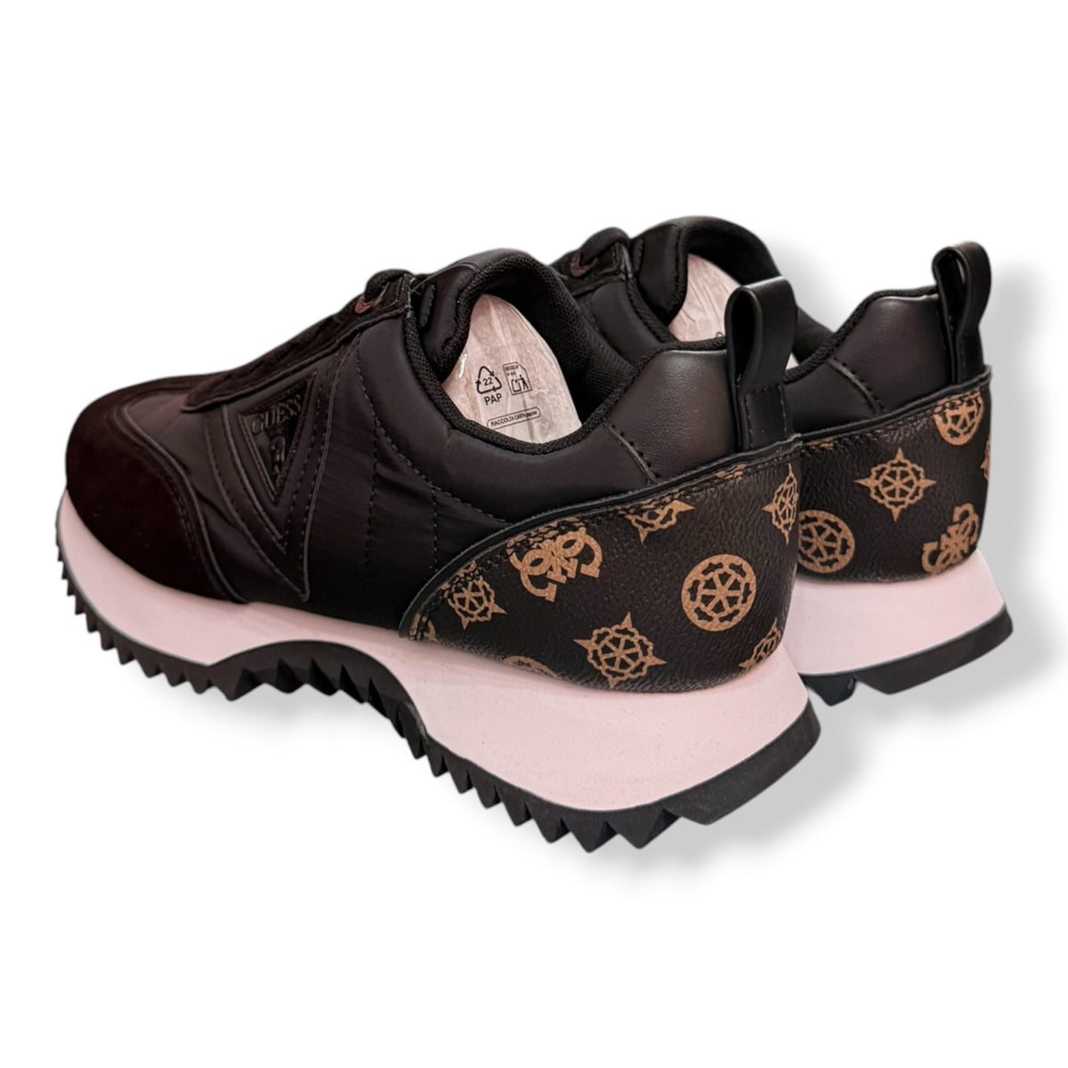 GUESS - Scarpe Donna, con inserti in tessuto tecnico, Col.Nero