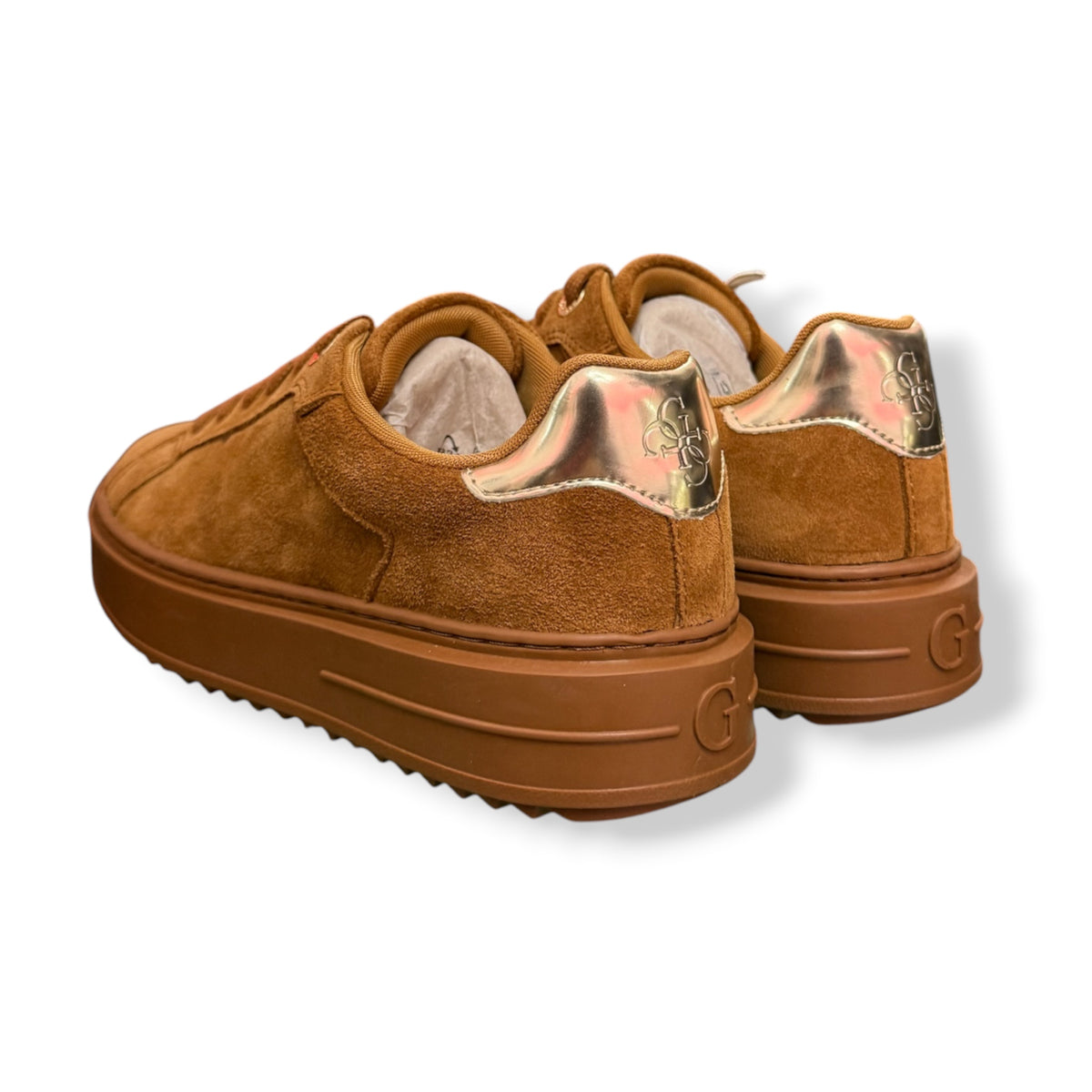 GUESS - Scarpe Donna, in camoscio, Col.Cammello